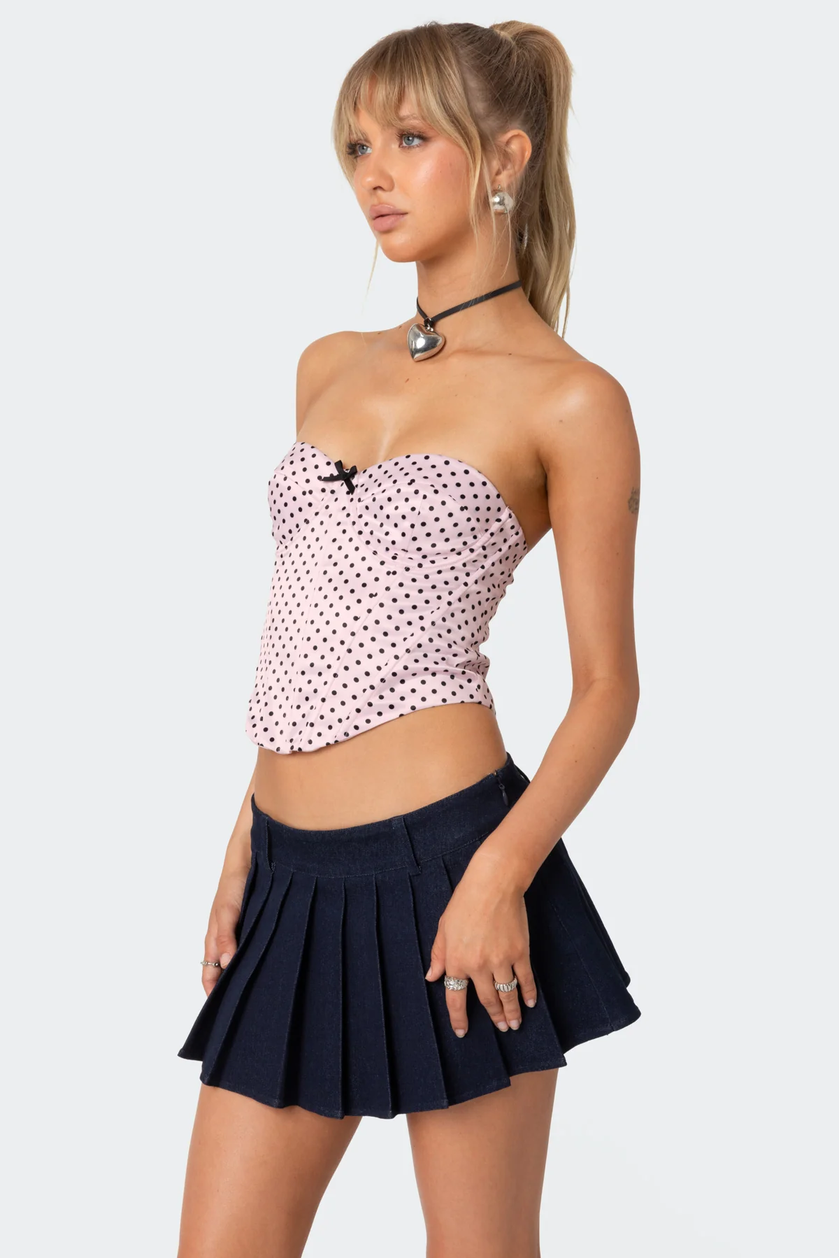 Polka Dot Satin Effect Corset - Image 4