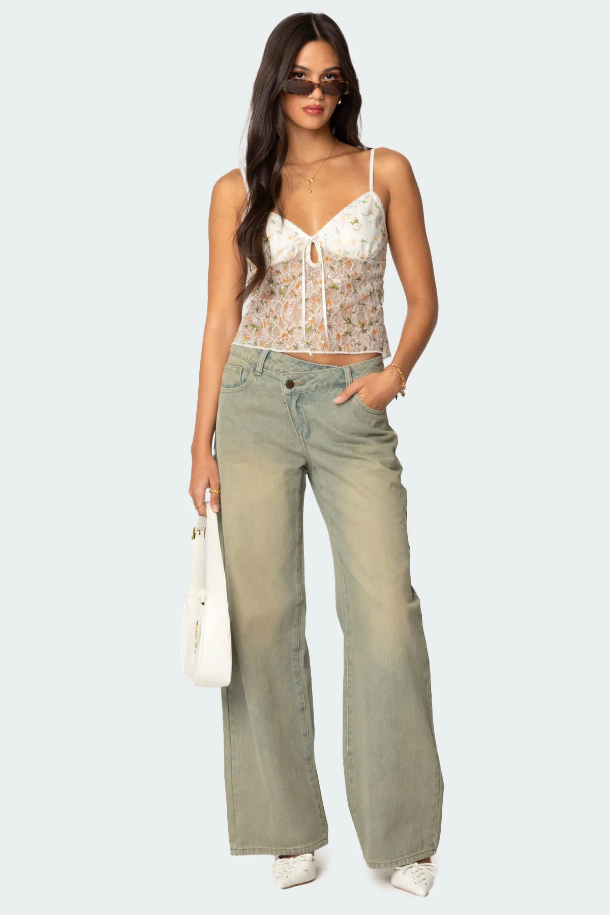 Flowery Sheer Embroidered Top - Image 2