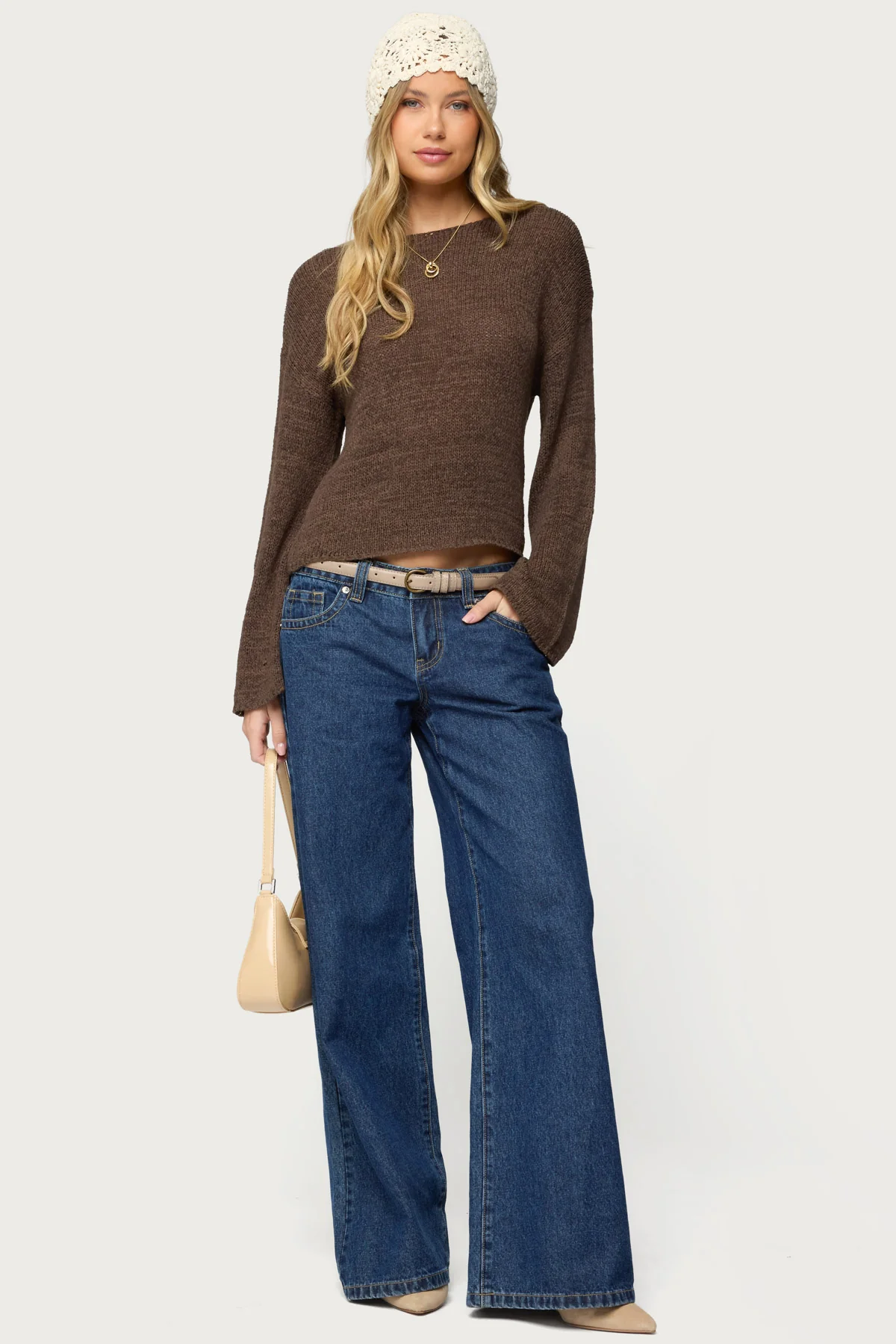 Drop Shoulder Light Knit Sweater - Image 2