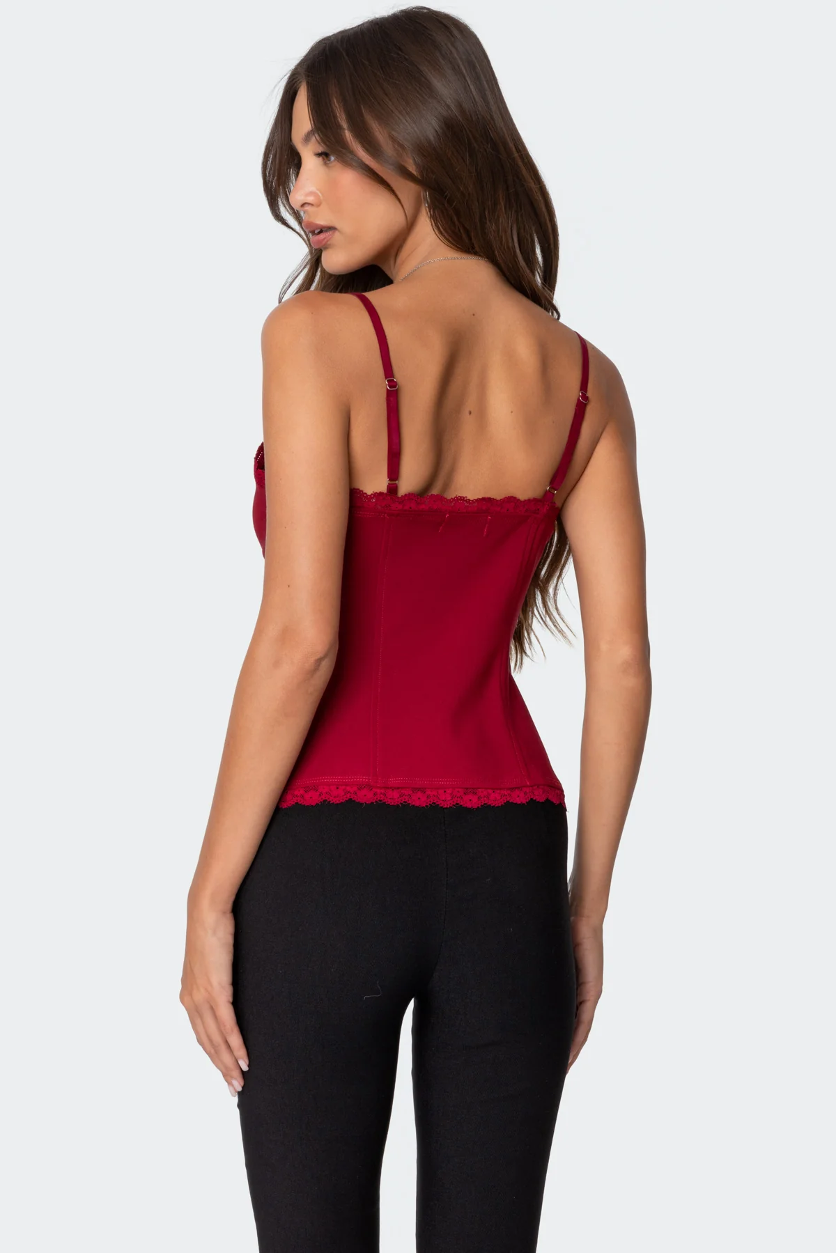 Crimson Lacey Split Front Top - Image 5