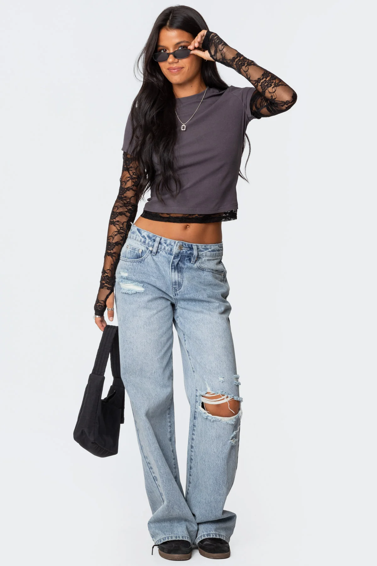 Layered Lace Sleeve Top - Image 2