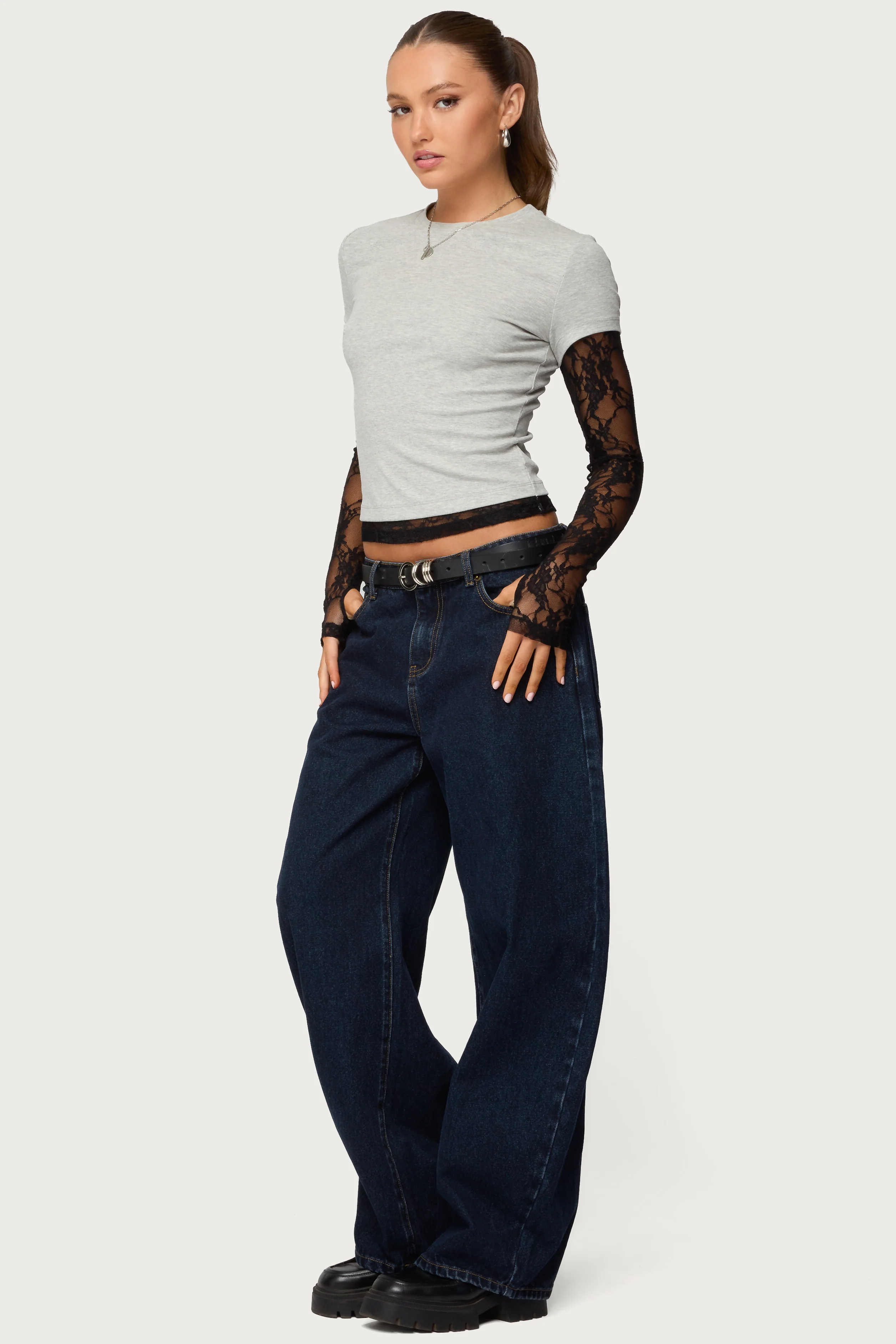 Layered Lace Sleeve Top - Image 4