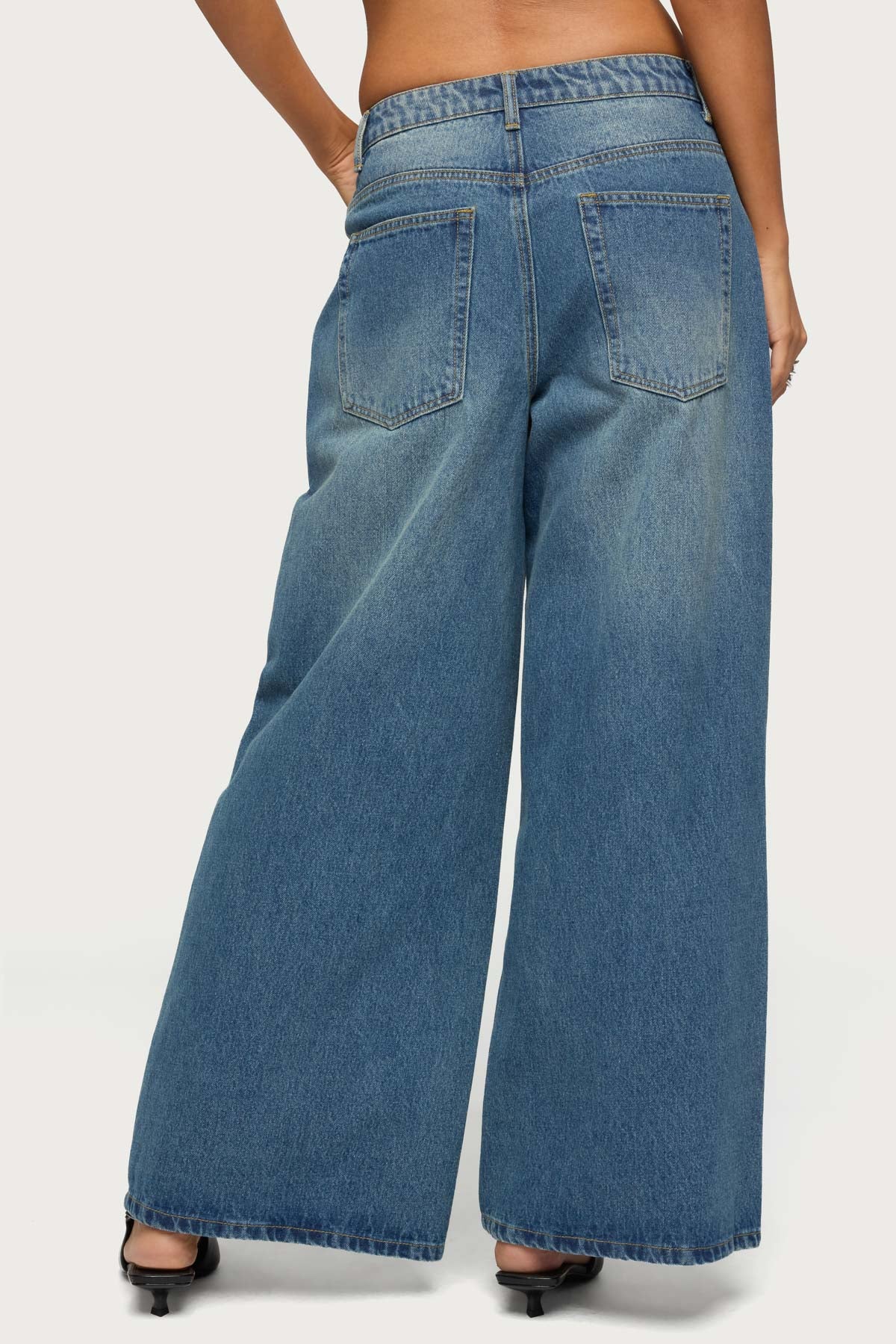 Skater Girl Washed Low Rise Baggy Jeans - Image 4