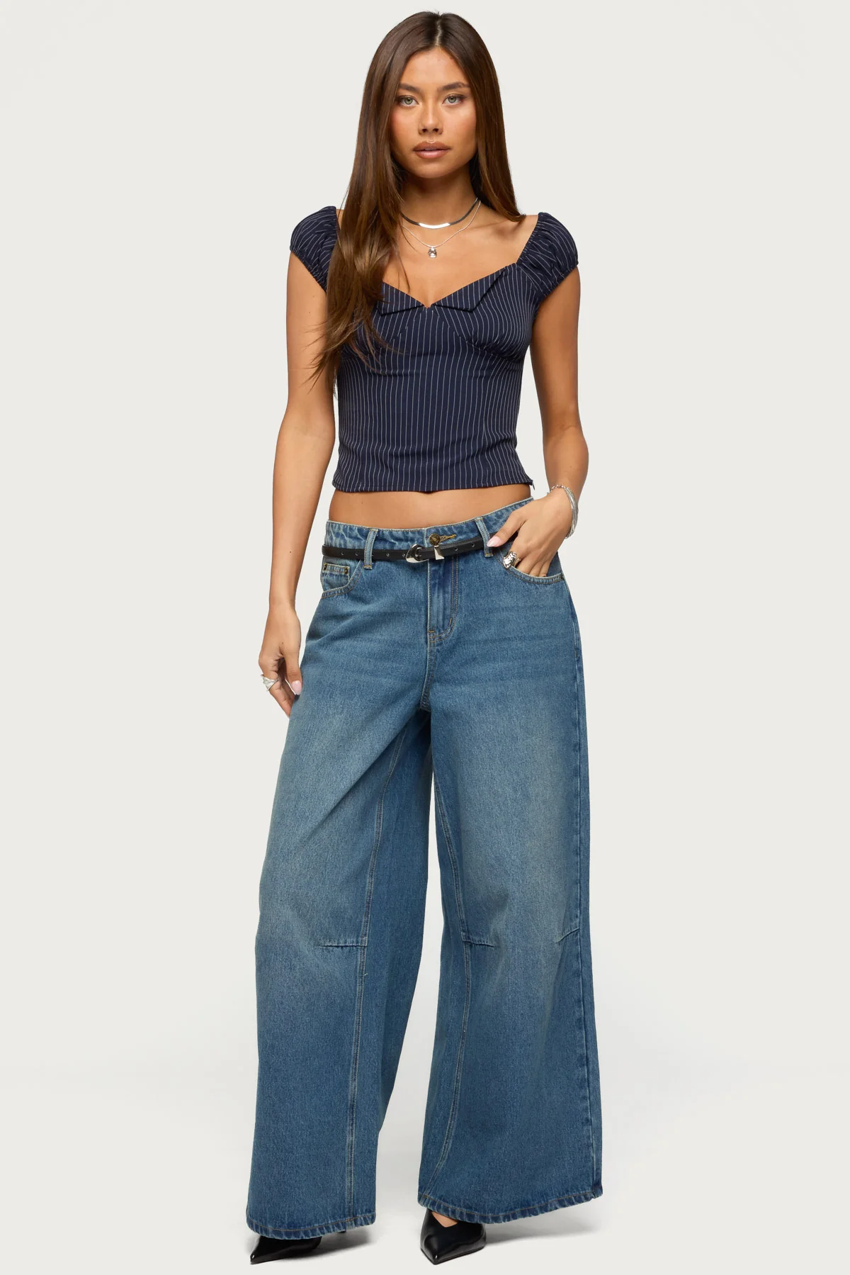 Skater Girl Washed Low Rise Baggy Jeans - Image 5