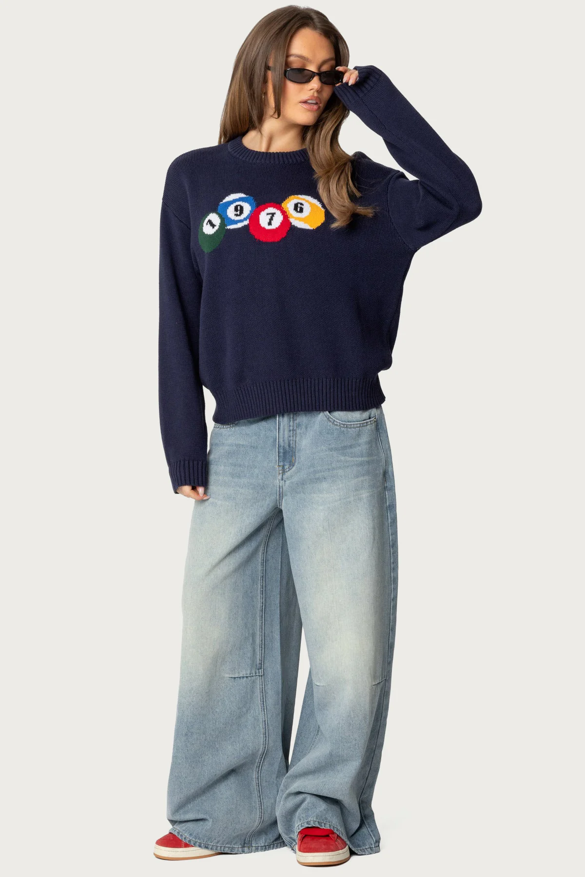 Skater Girl Washed Low Rise Baggy Jeans - Image 5