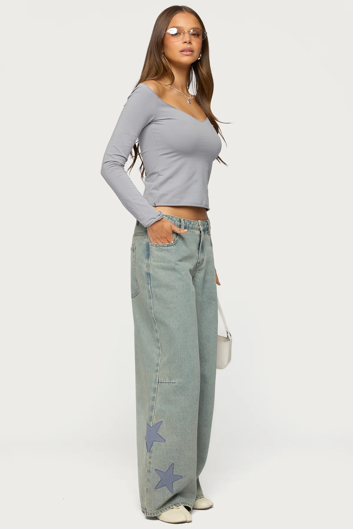 Nattie Off Shoulder V Neck Top - Image 2