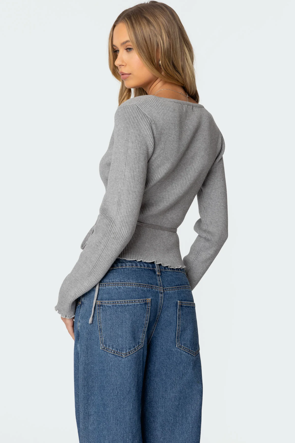 Paden Ribbed Knit Wrap Top - Image 4