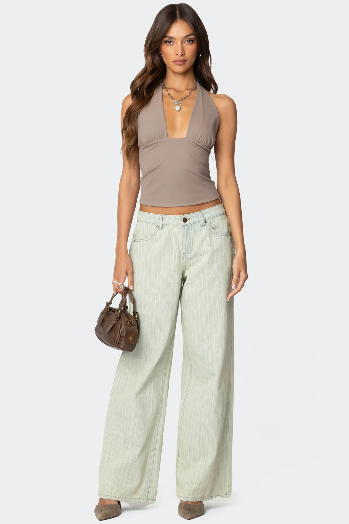 Mila Plunge Neck Halter Top - Image 3