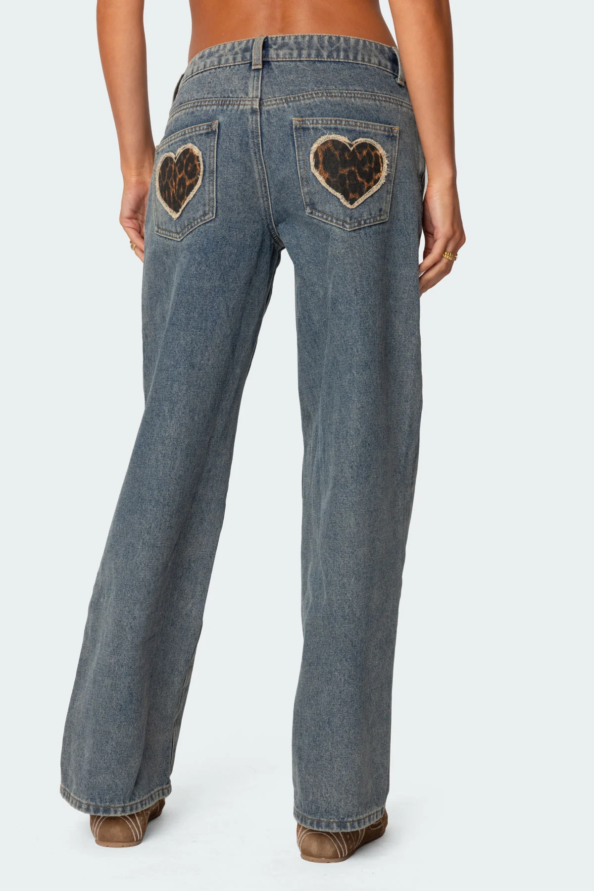 Leopard Heart Low Rise Baggy Jeans - Image 5