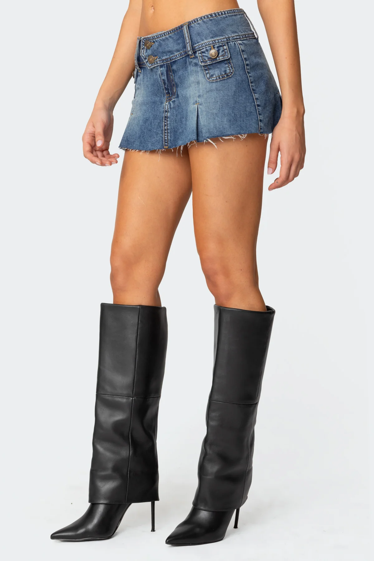 Vintage Washed Denim Mini Skort - Image 3