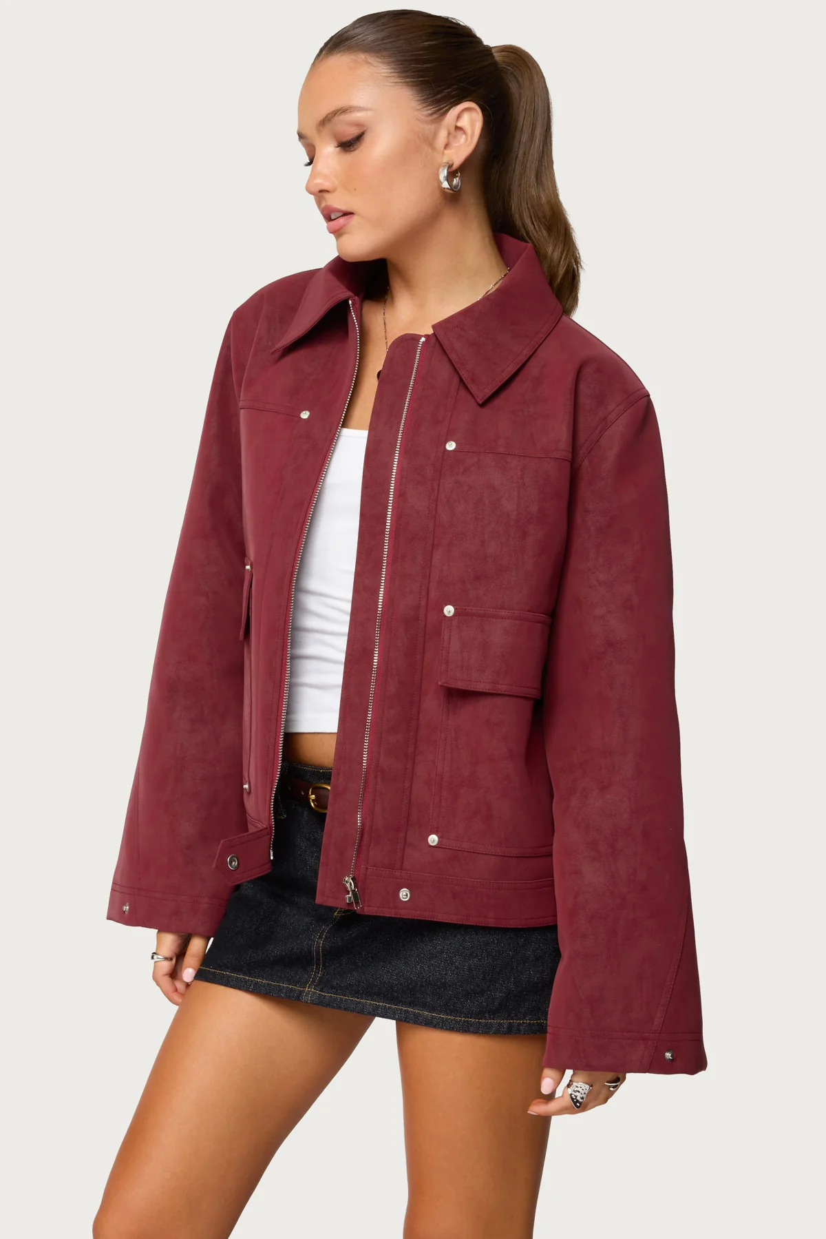 Annabelle Oversized Faux Suede Jacket - Image 3
