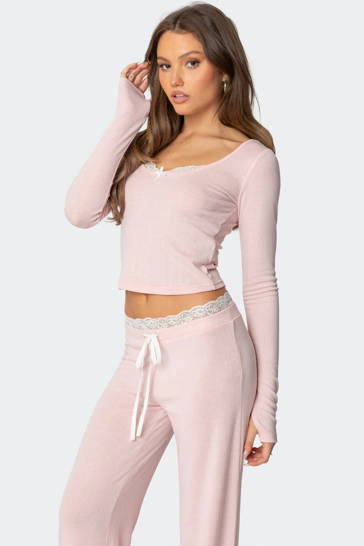 Peekaboo Lace Long Sleeve Top - Image 3