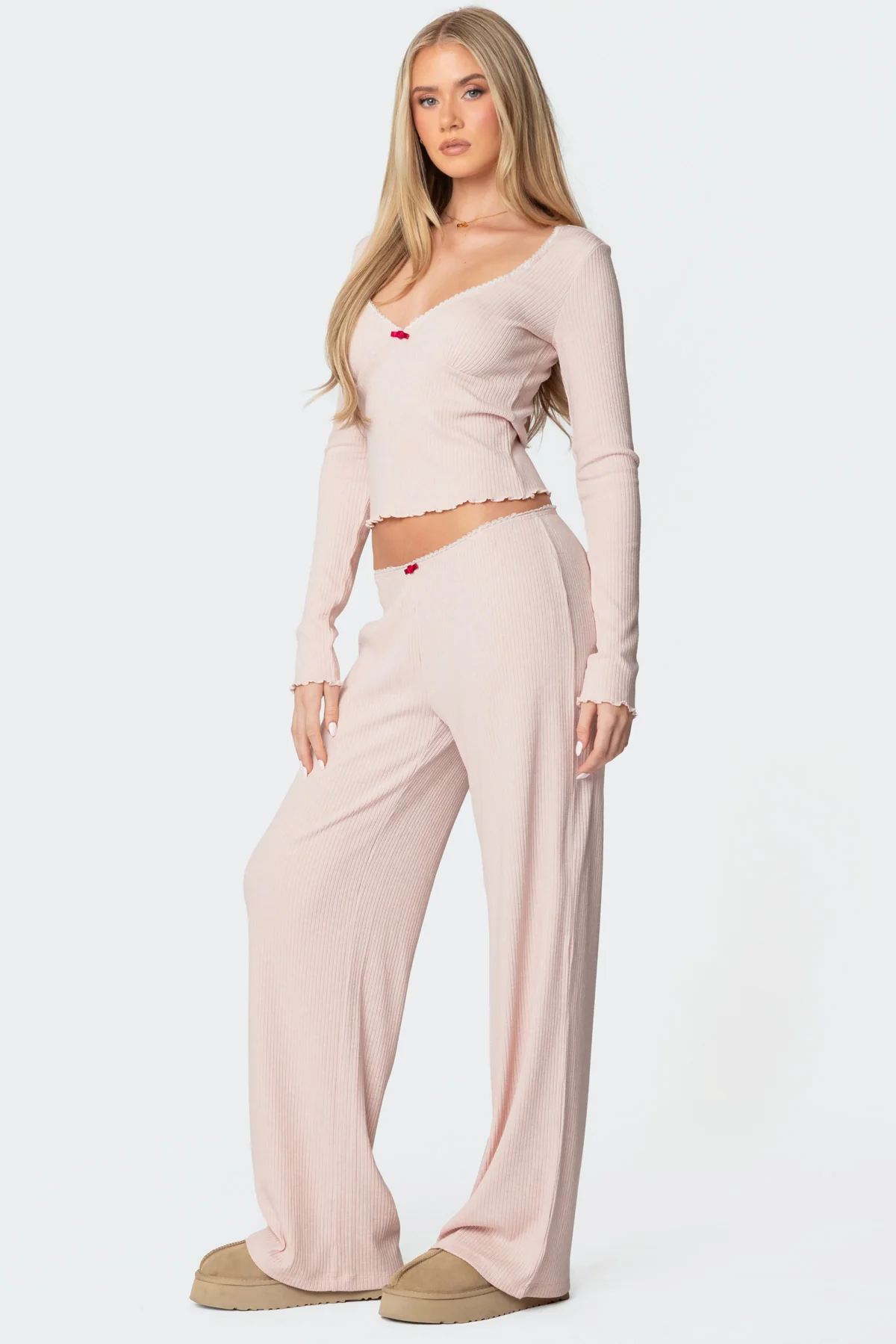 Roselle Ribbed V Neck Top - Image 4