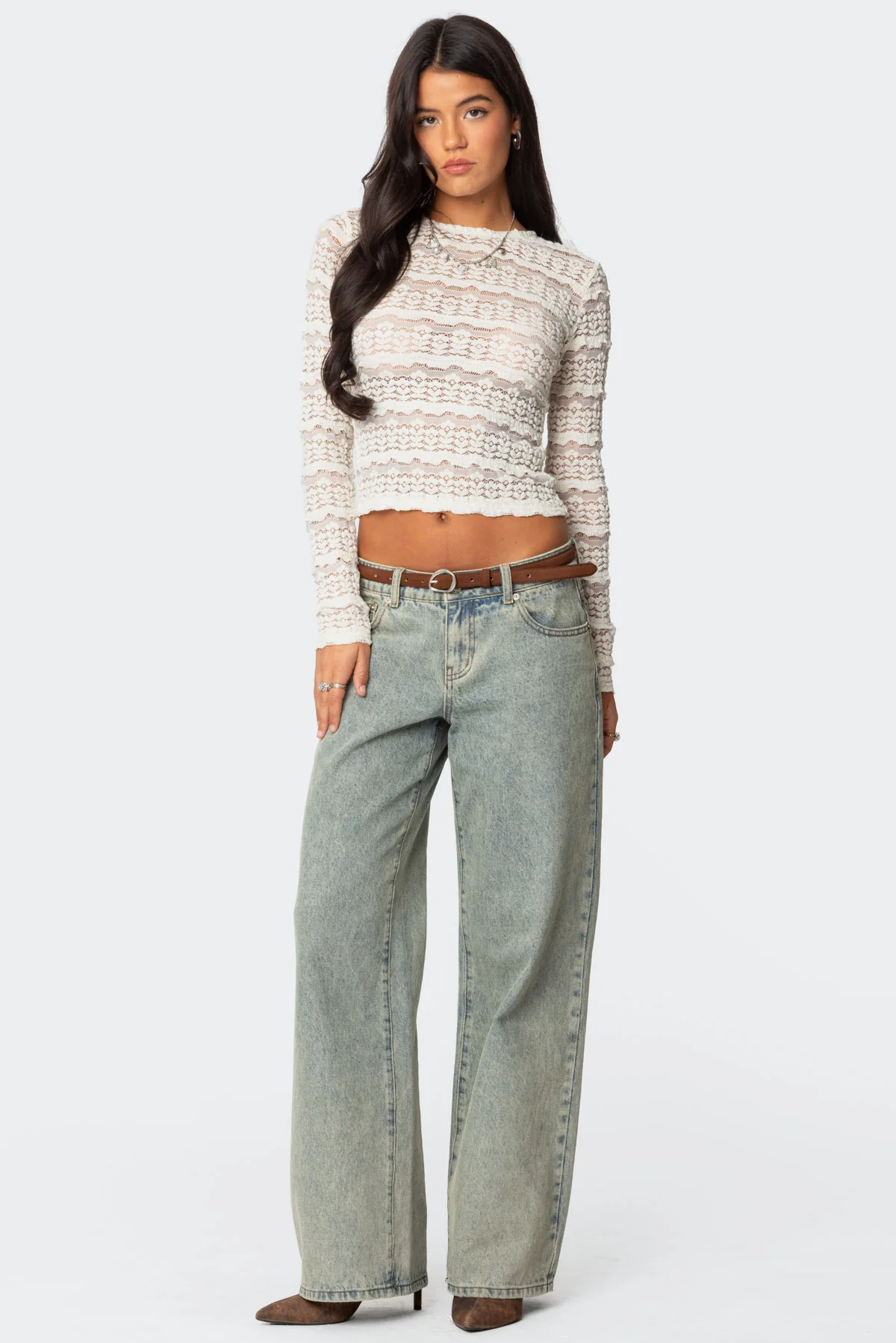 Daisey Textured Sheer Lace Top - Image 4