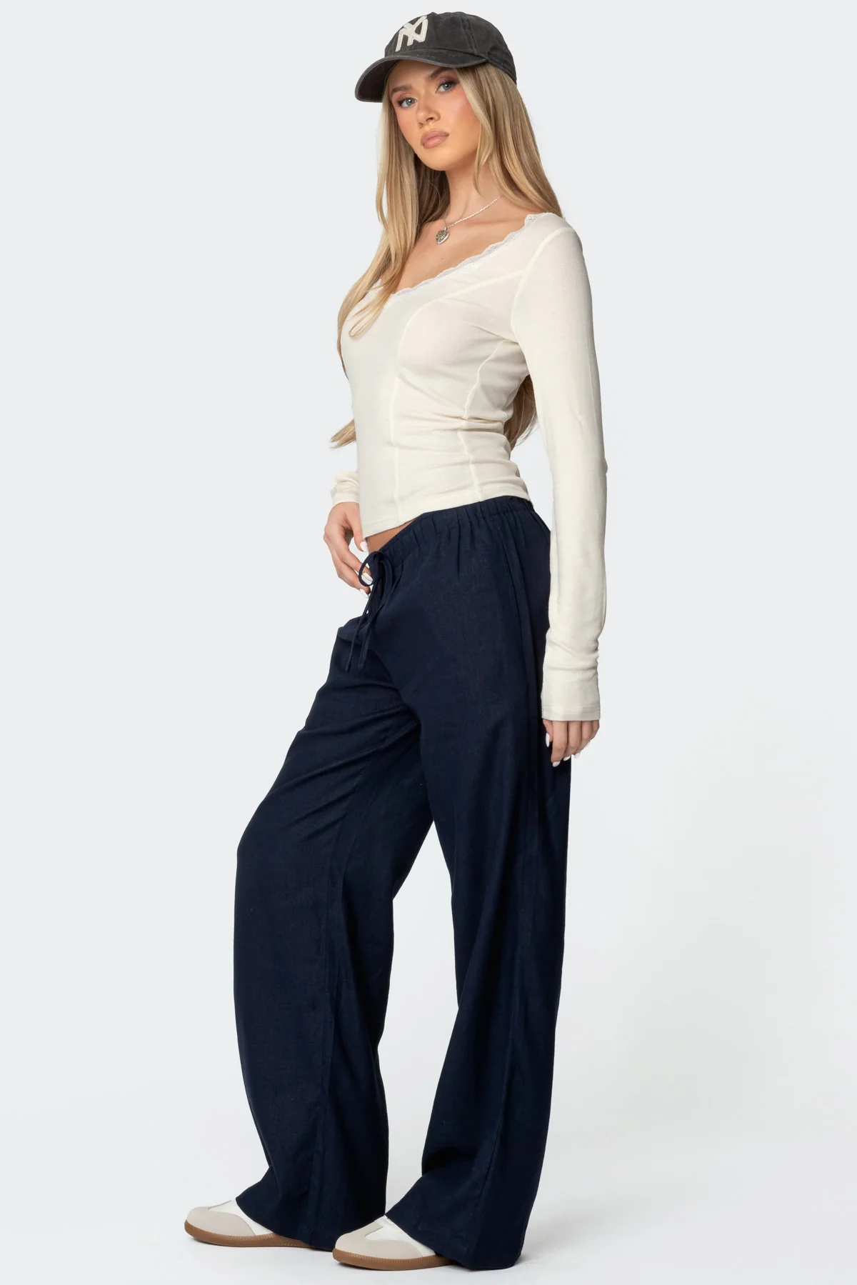 Mel Lace Trim V Neck Top - Image 4