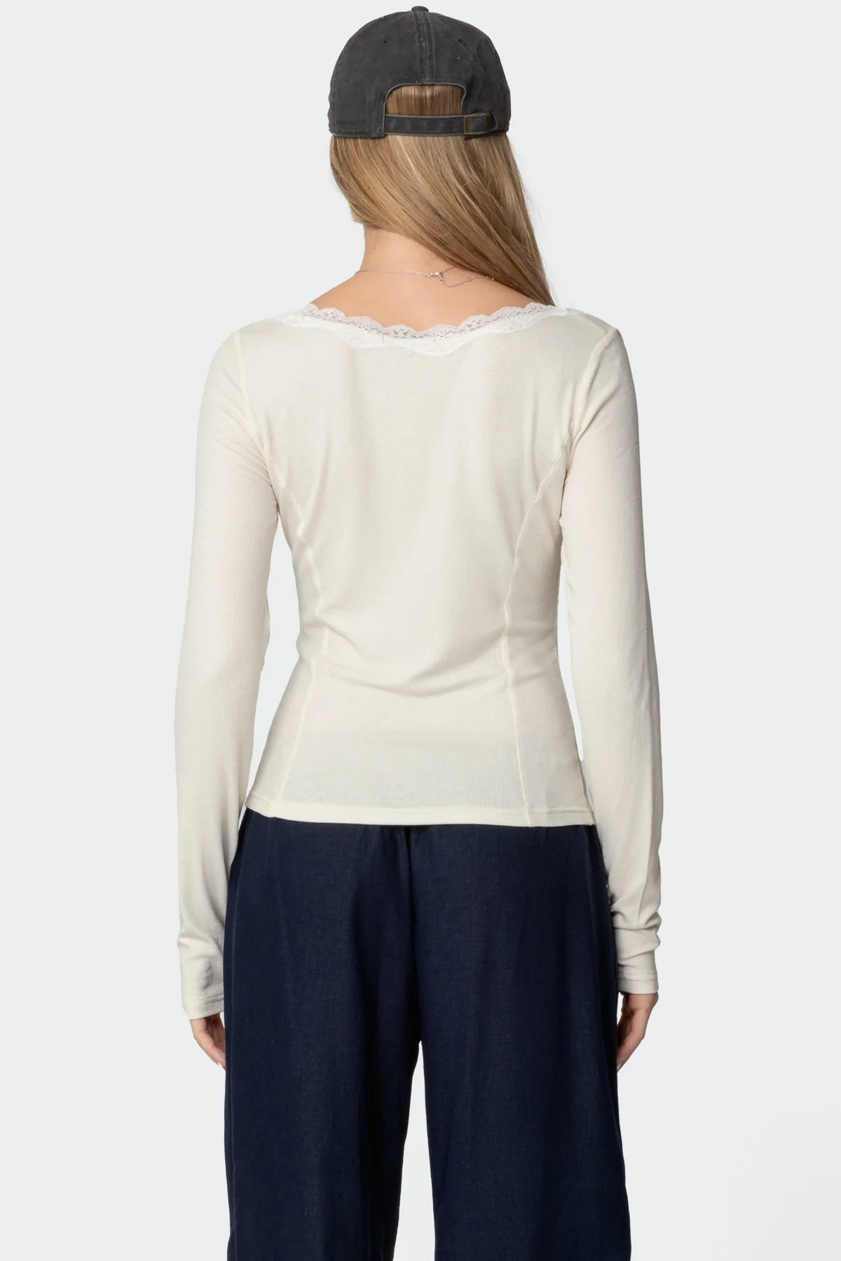 Mel Lace Trim V Neck Top - Image 5