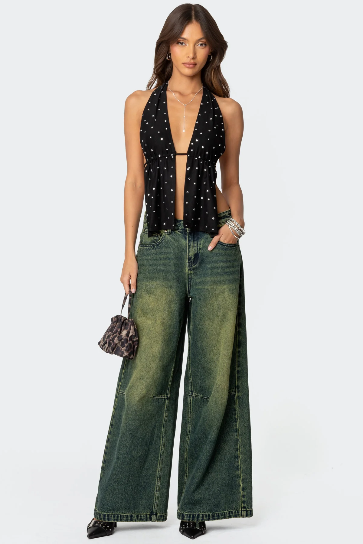 Studded Open Back Halter Top - Image 2