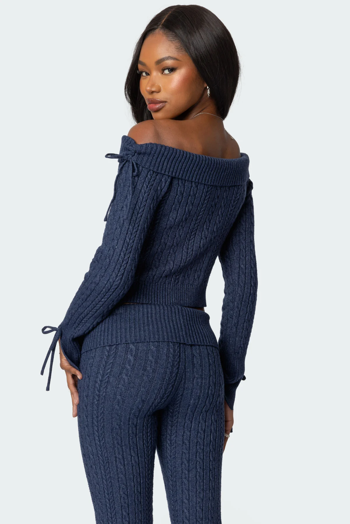 Chase Fold Over Cable Knit Top - Image 3