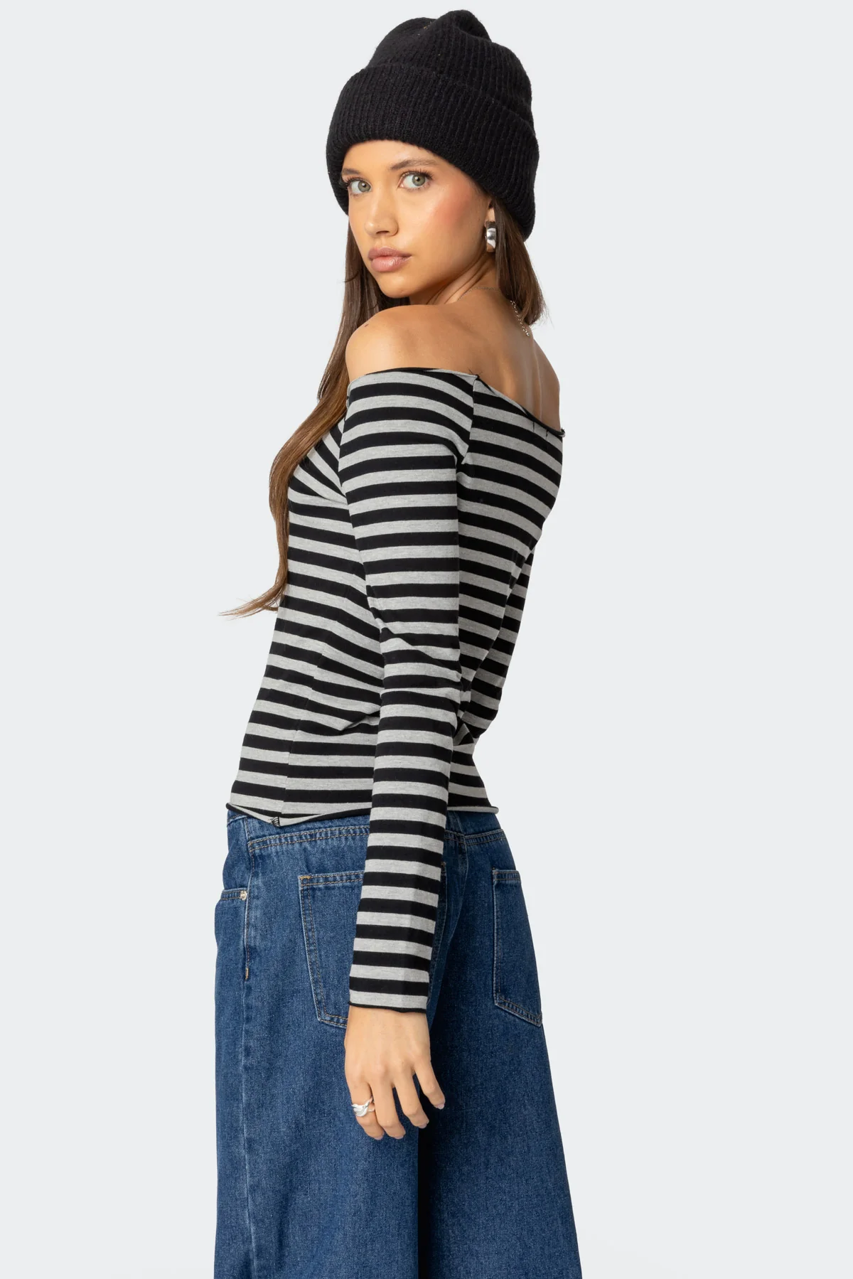 Nelligan Striped Off Shoulder Top - Image 4
