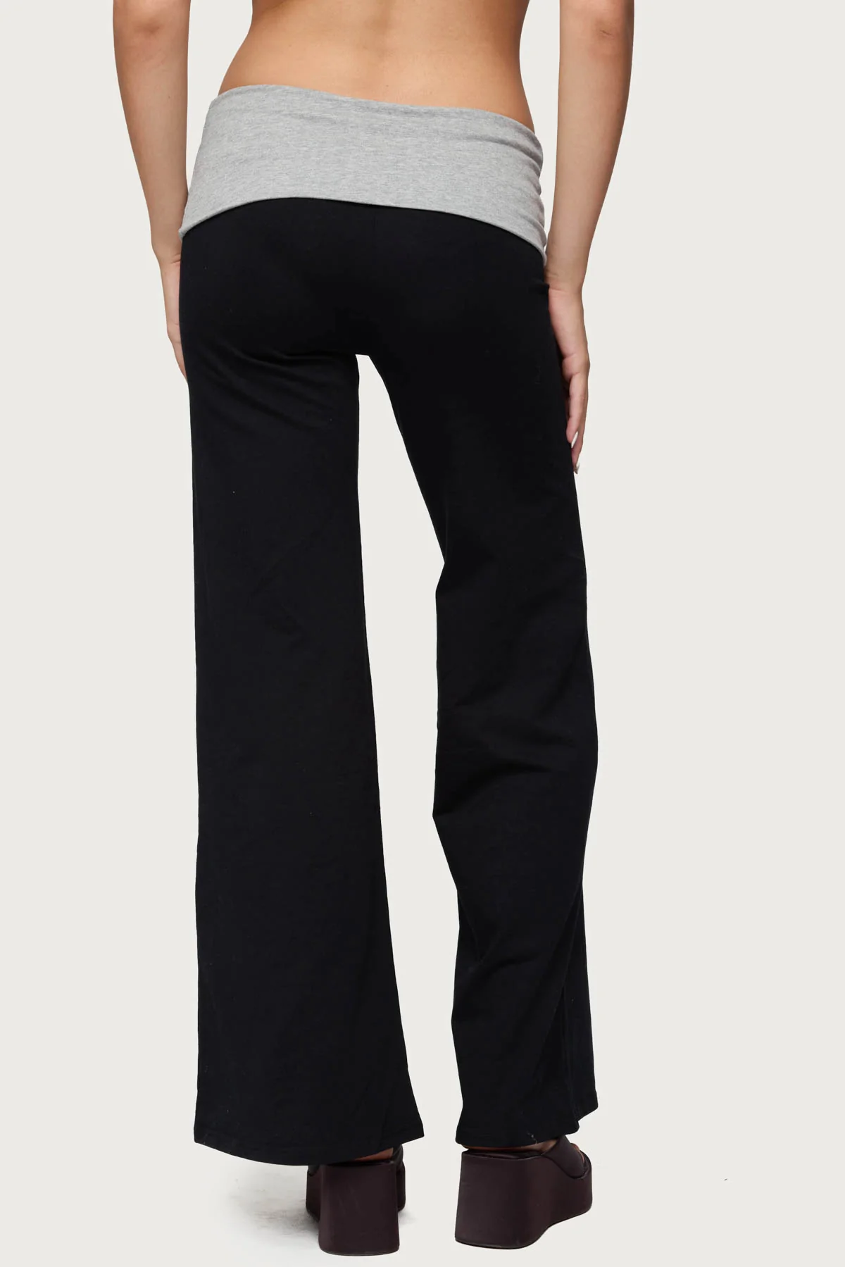 Wide Leg Contrast Foldover Pants - Image 4