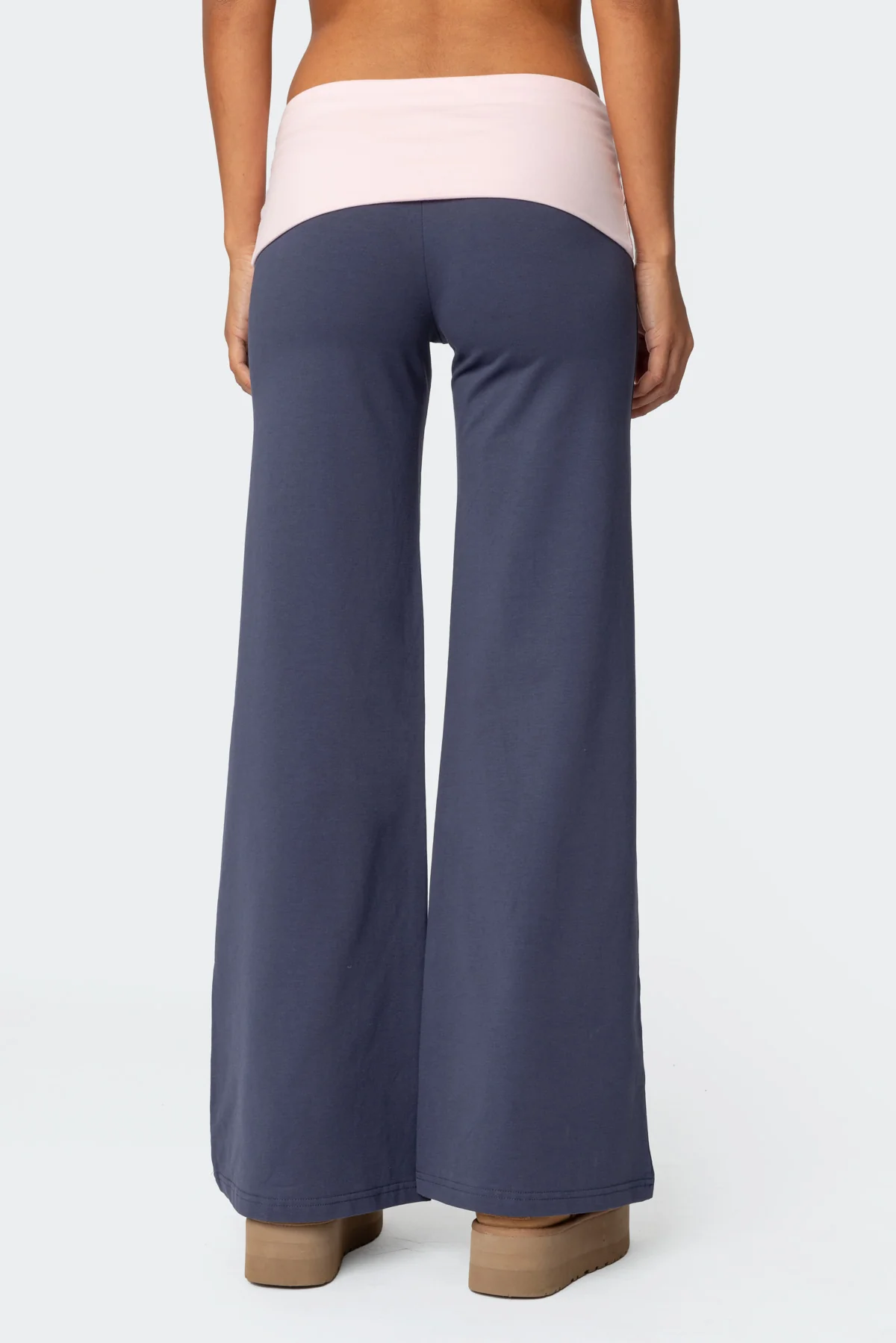 Wide Leg Contrast Foldover Pants - Image 5