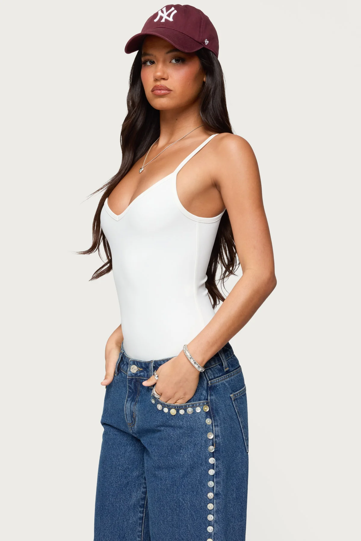 Teaghan V Neck Fitted Bodysuit - Image 3