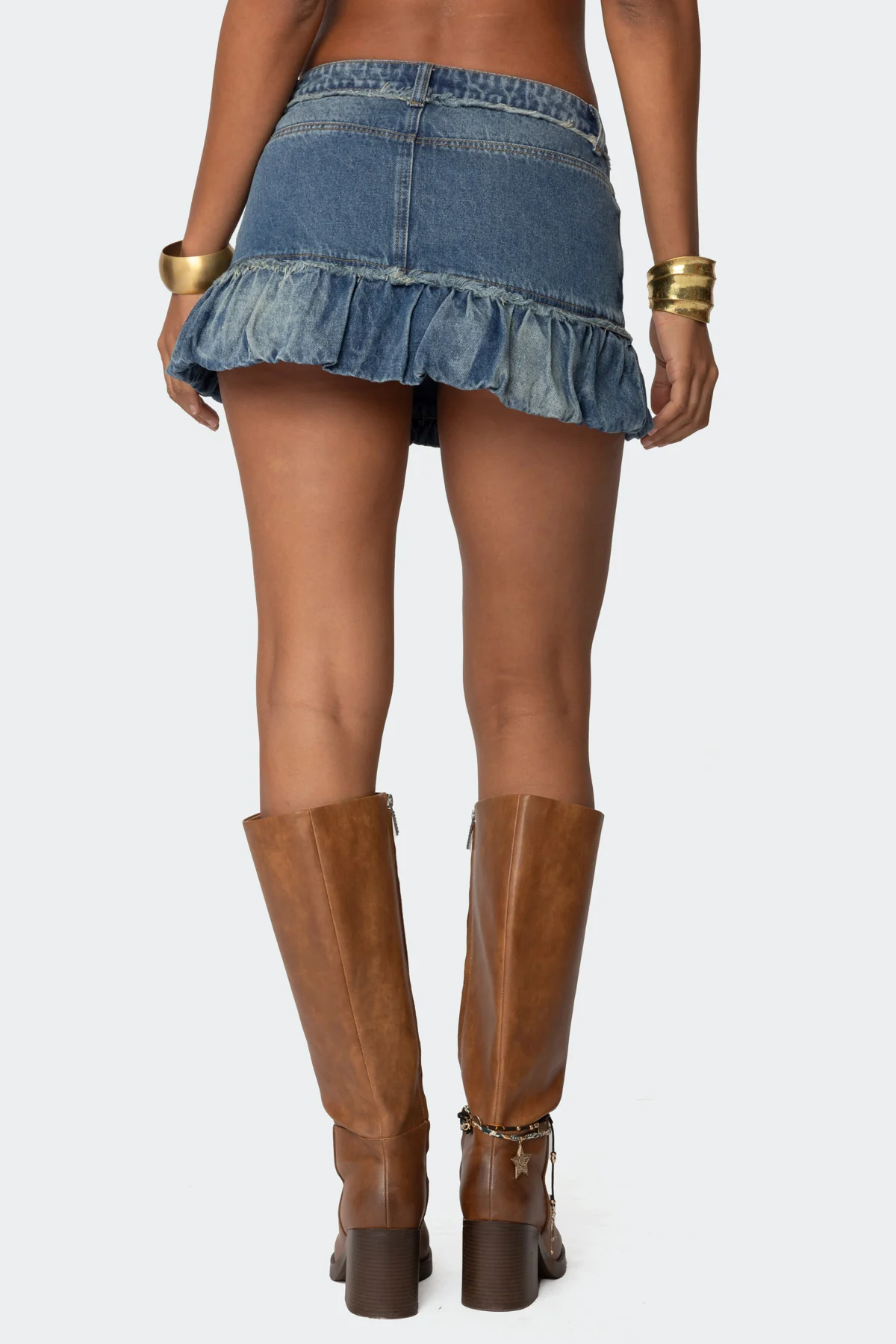 Bubble Hem Denim Mini Skirt - Image 5