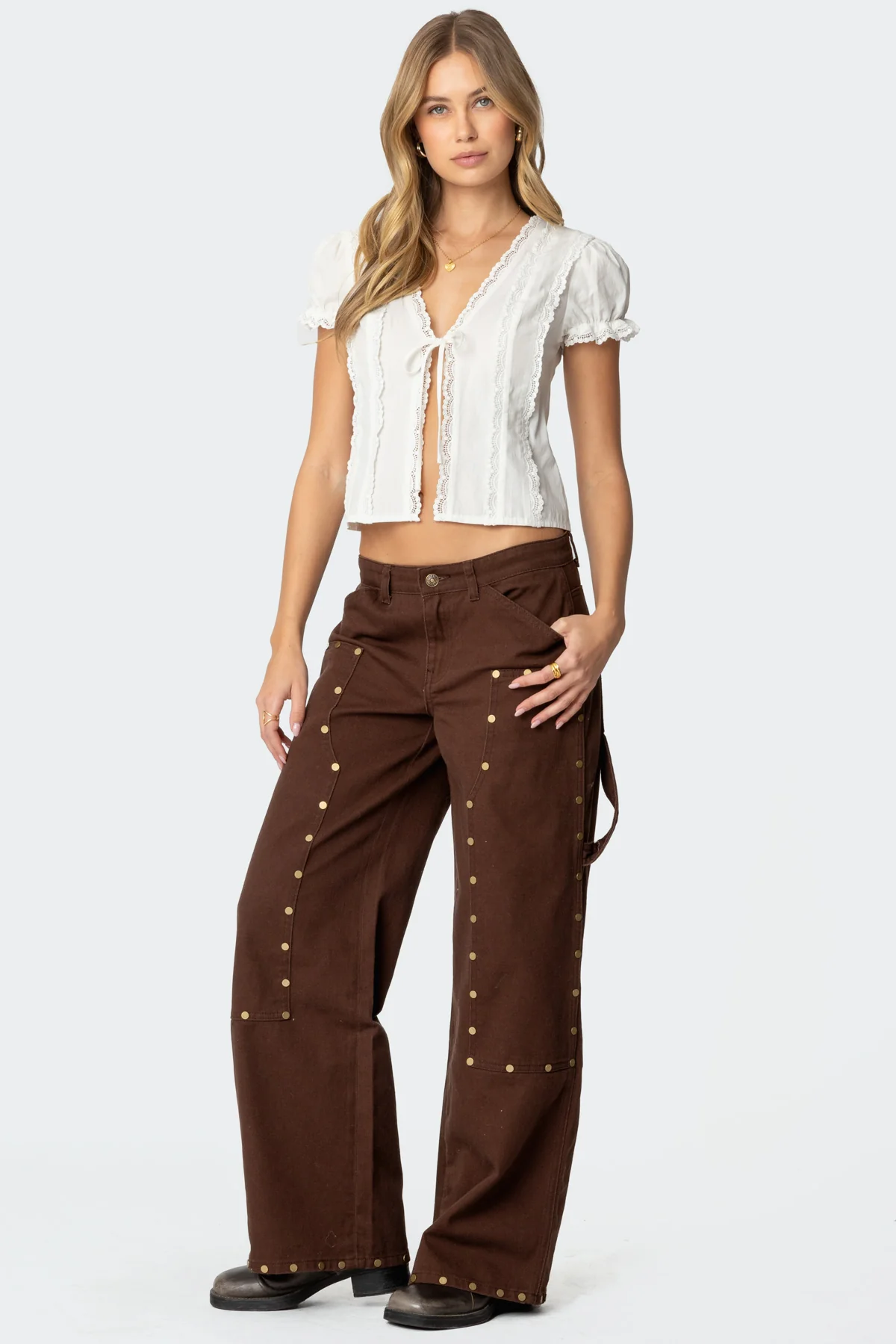Studded Low Rise Baggy Carpenter Jeans - Image 3