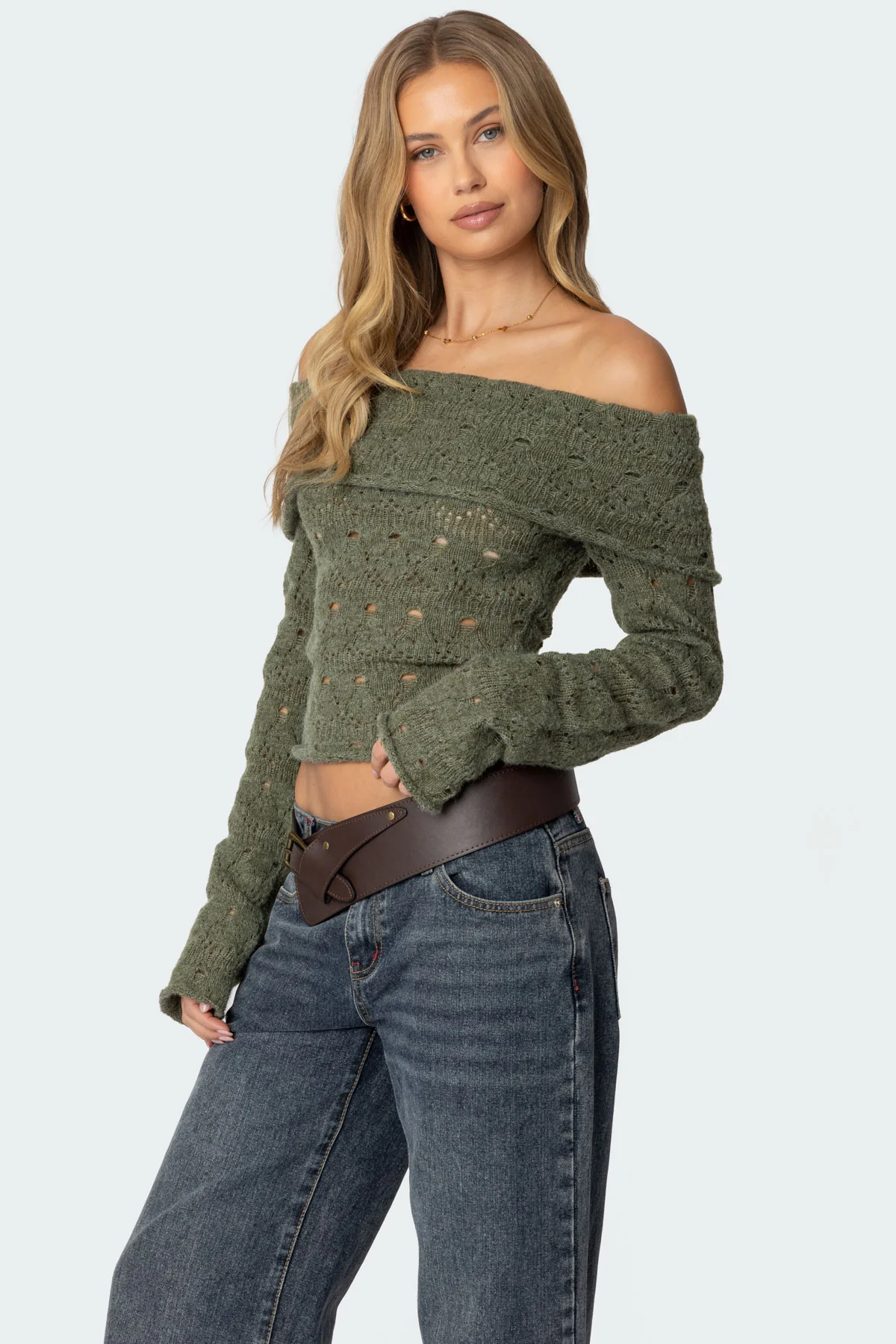 Kenna Fold Over Knit Top - Image 3