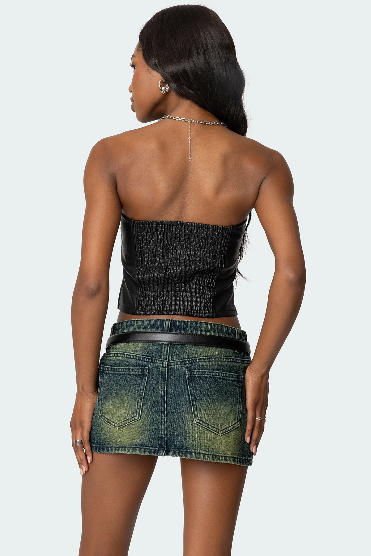Myleigh Faux Leather Strapless Top - Image 5