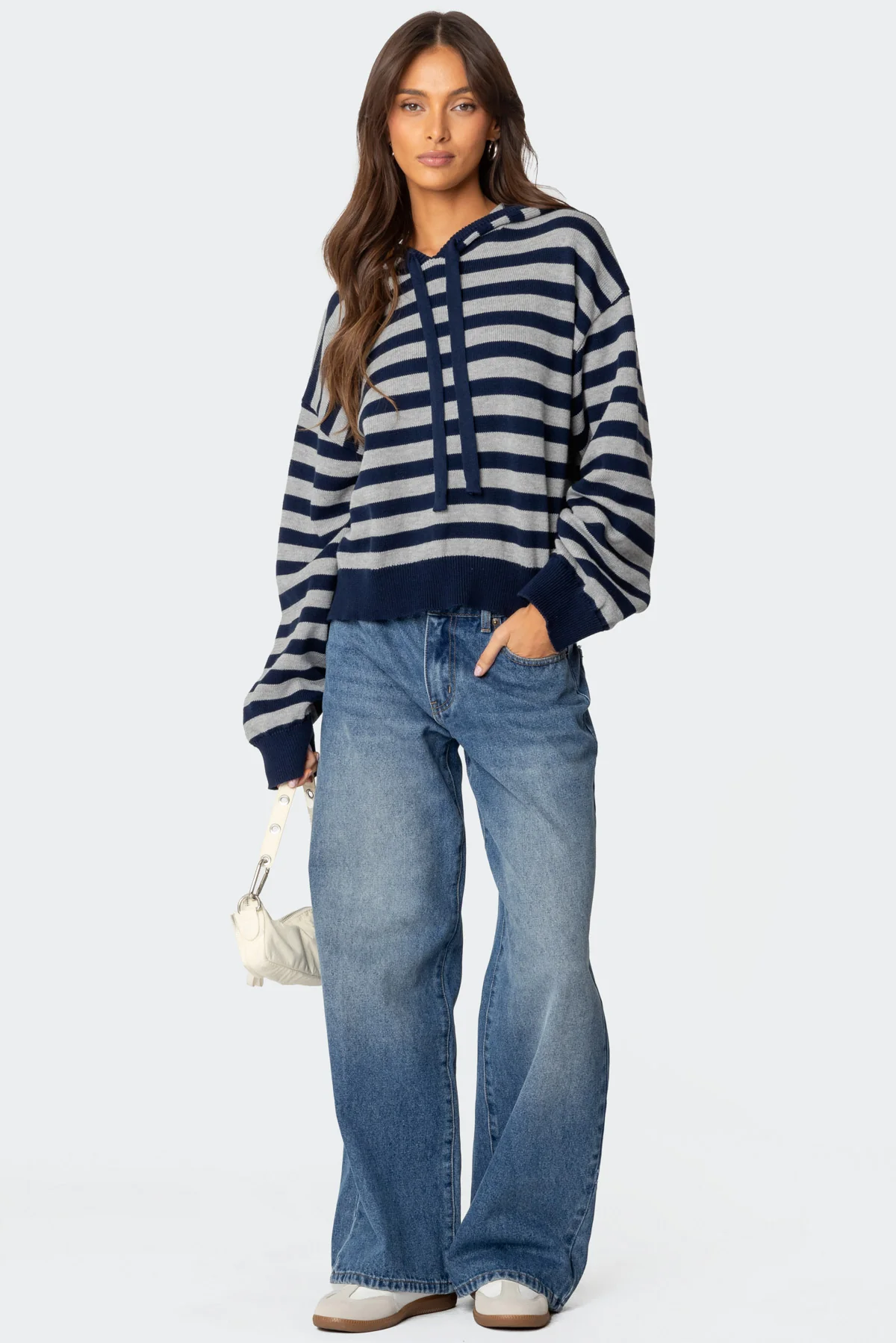 Striped Hooded Knit Sweater - Image 2