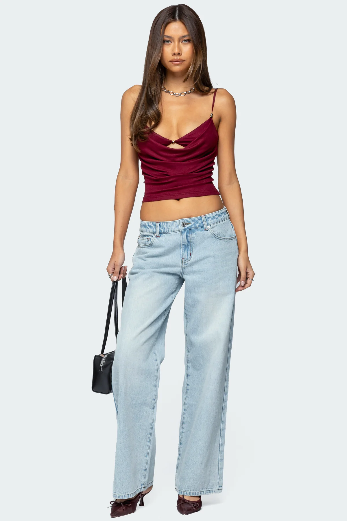 Layered Bra Cowl Neck Top - Image 2