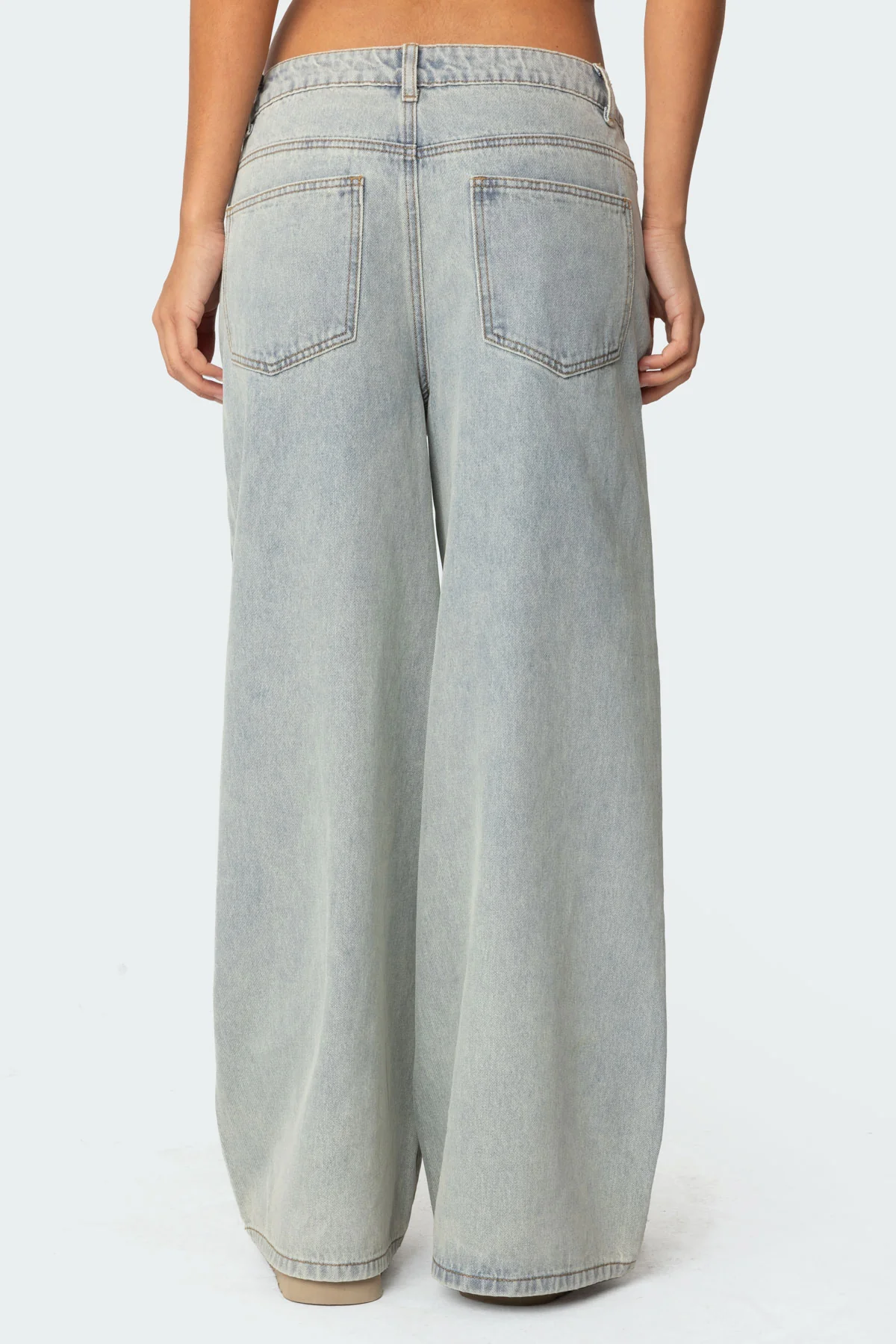 Side Stripe Washed Low Rise Baggy Jeans - Image 5