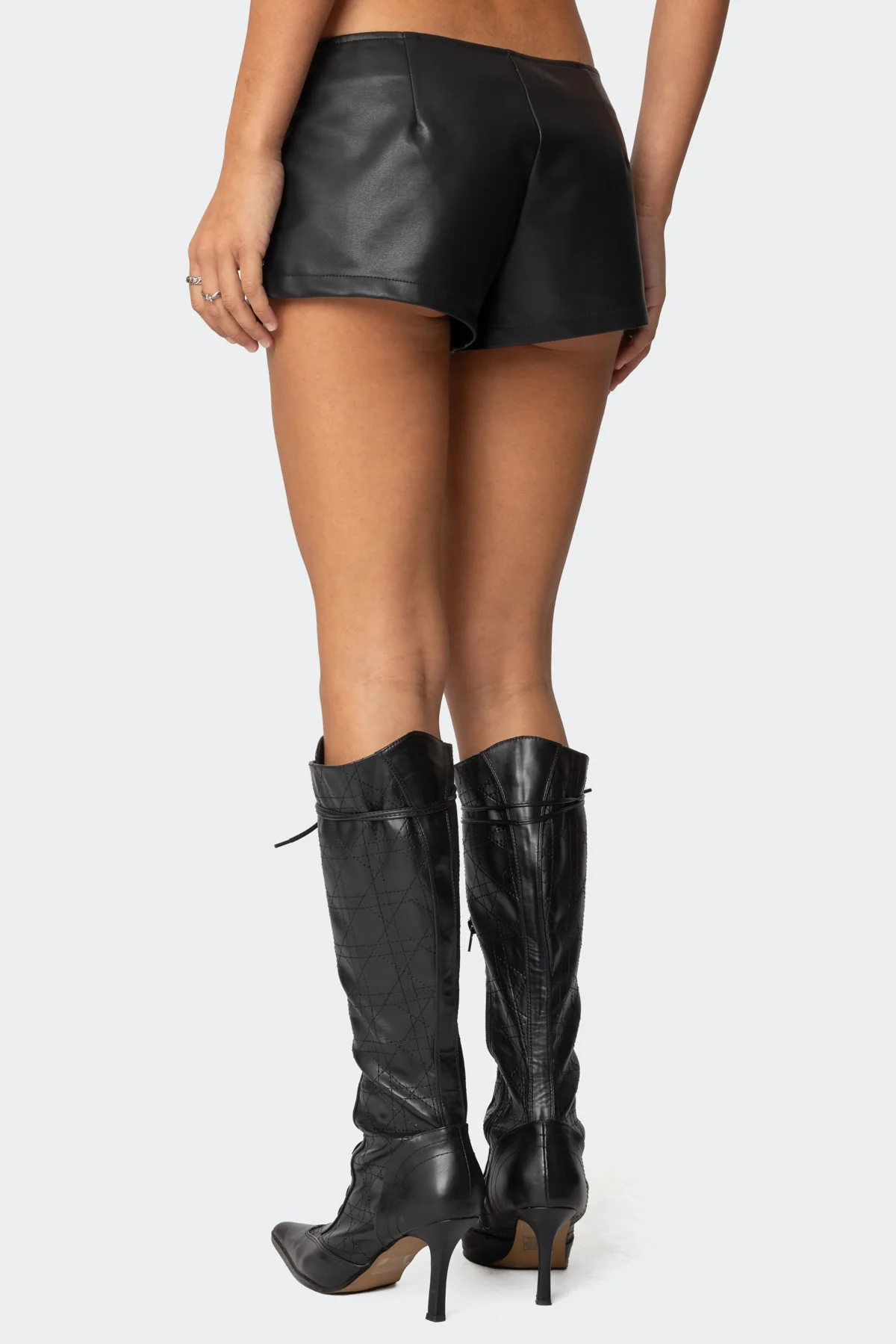 Studded Faux Leather Micro Shorts - Image 5