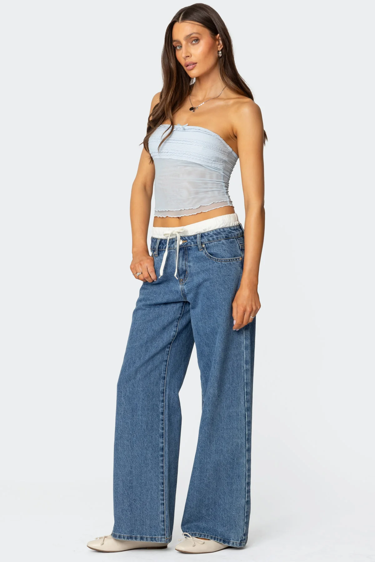 Rori Ruffle Knit Sheer Mesh Top - Image 4