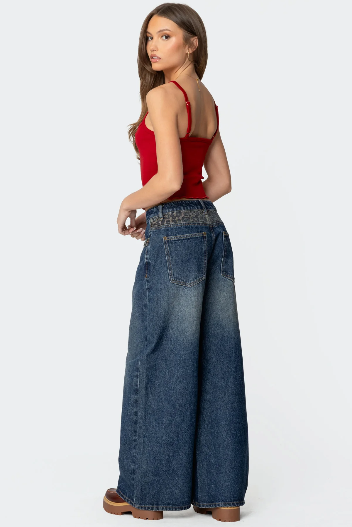 Gwen Leopard Detail Low Rise Baggy Jeans - Image 5