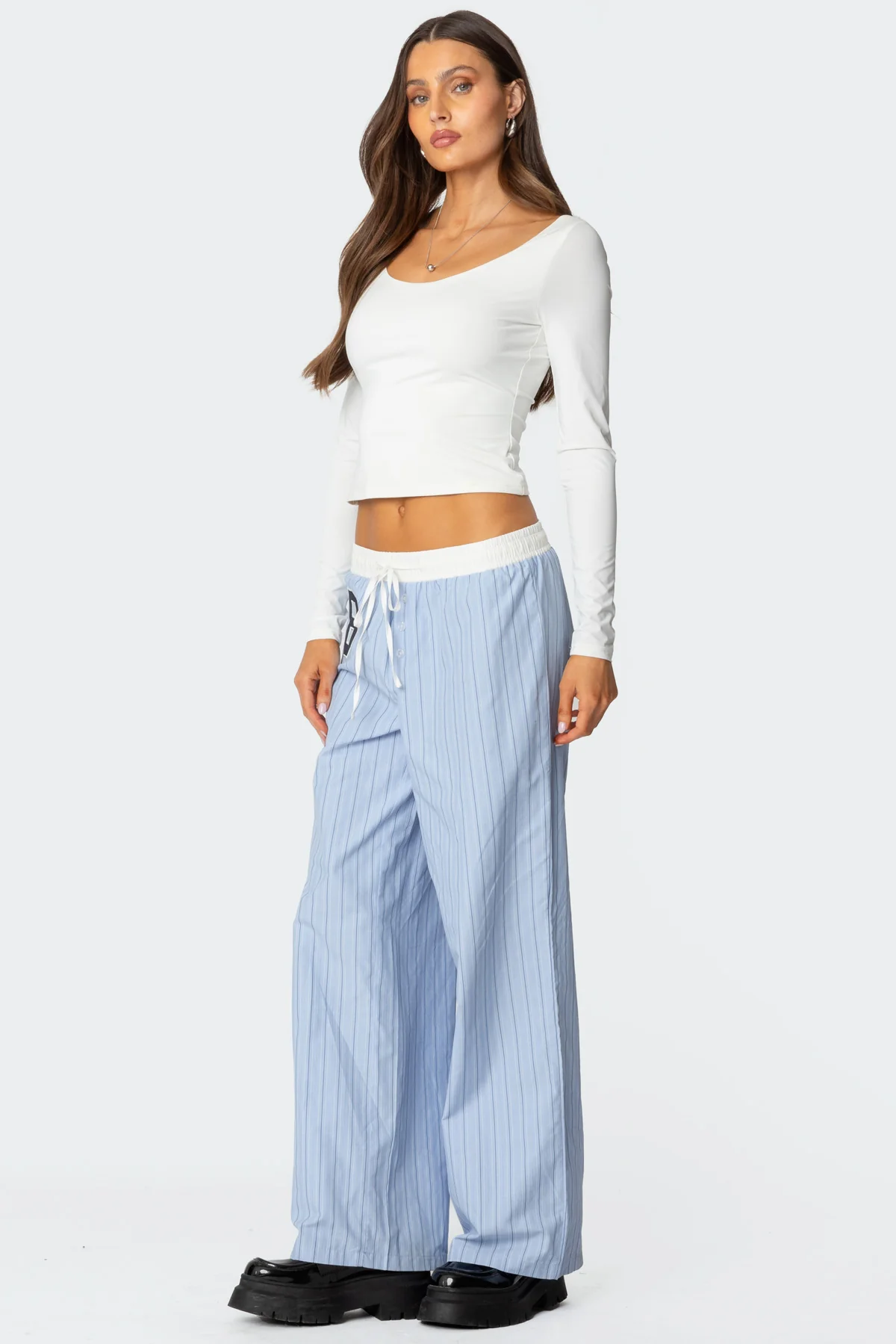 Erez Contrast Waist Striped Pants - Image 3