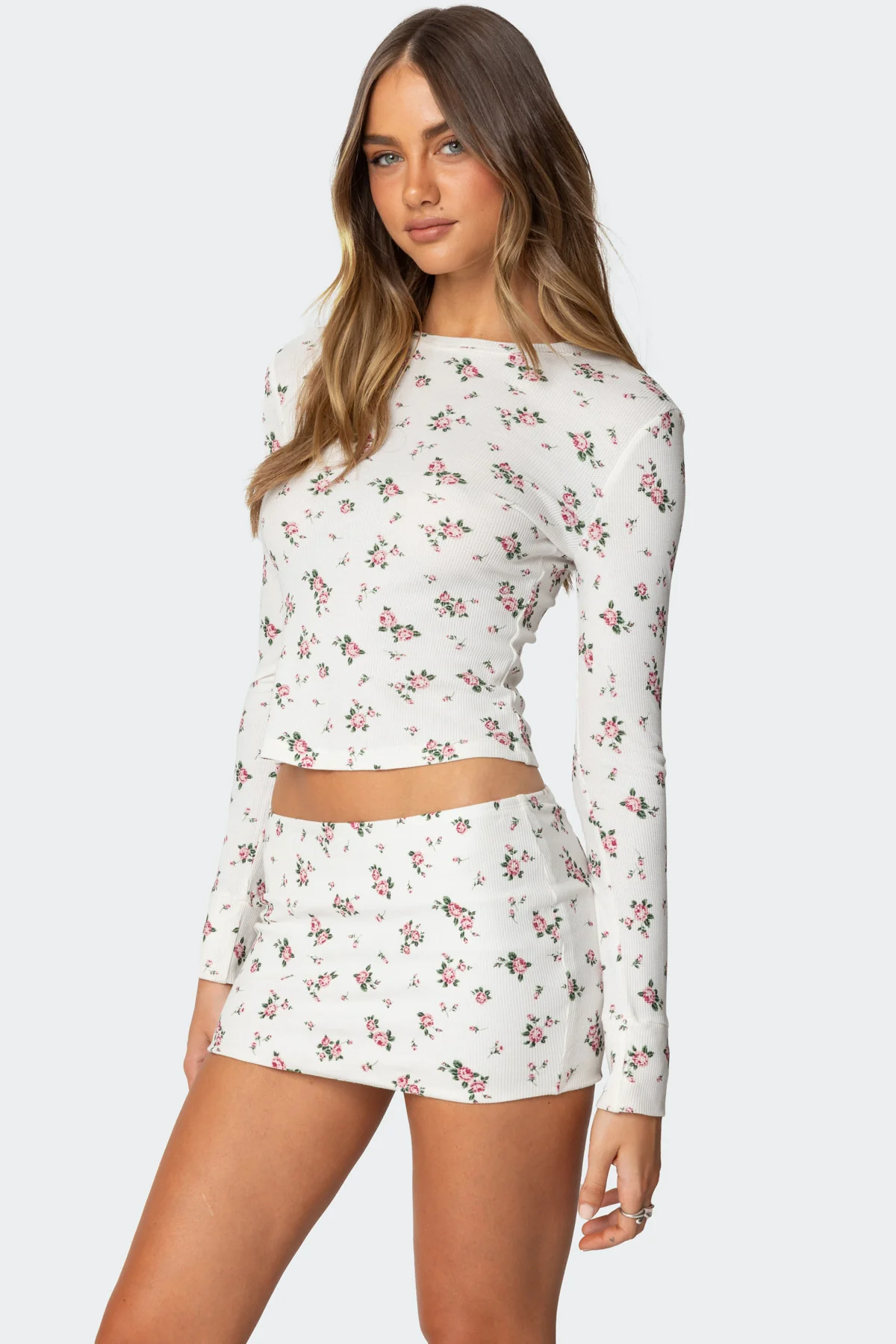 Melany Floral Waffle T Shirt - Image 3