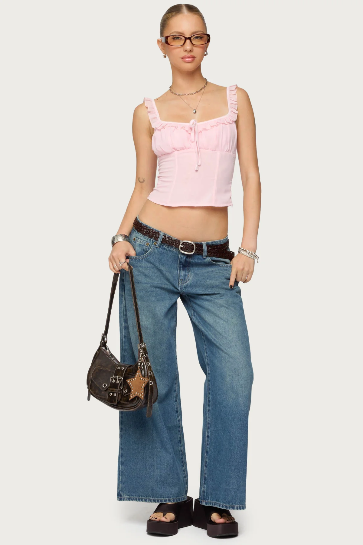 Petite Vyxen Vintage Washed Low Rise Baggy Jeans - Image 3