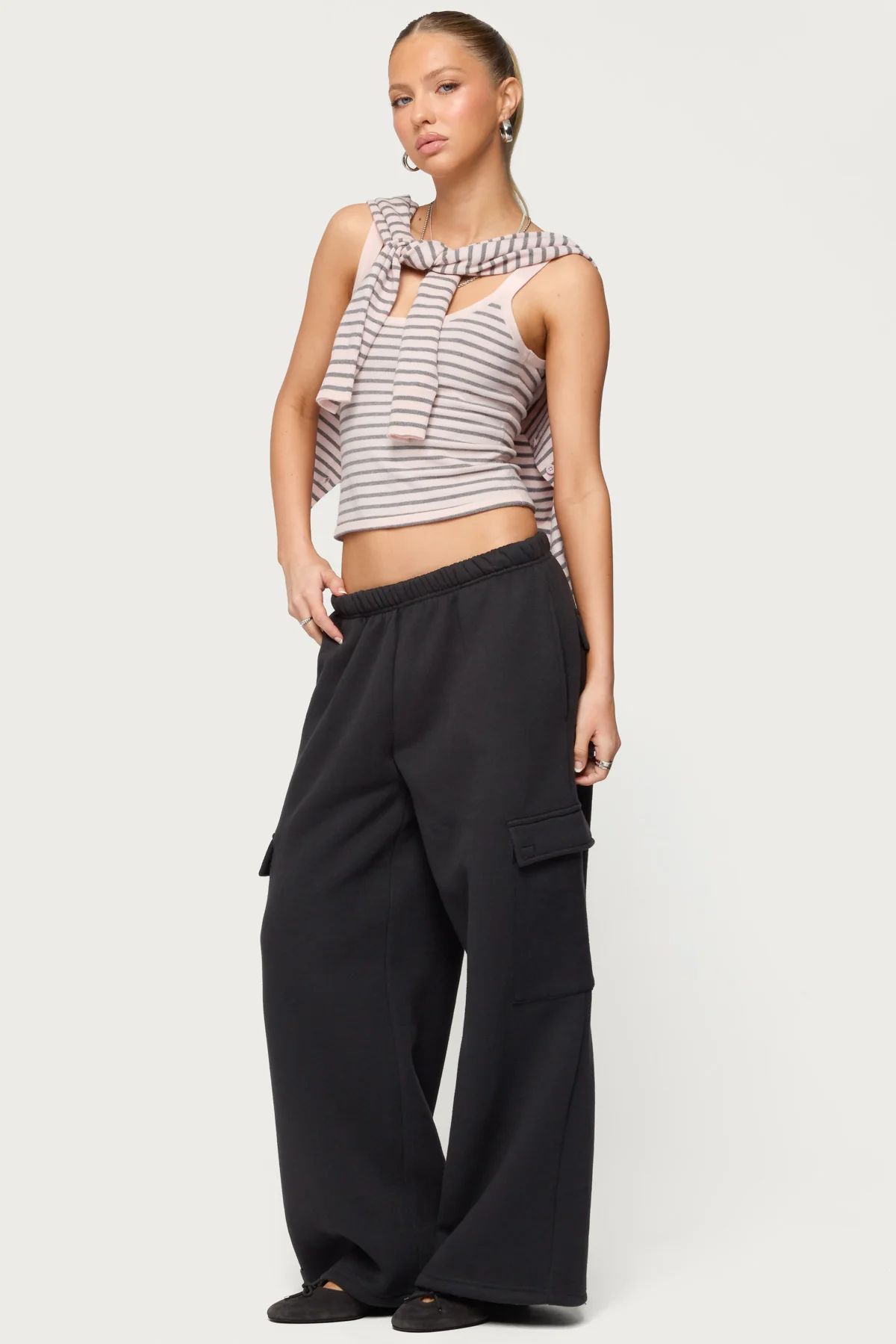 Petite Wide Leg Cargo Sweatpants - Image 3