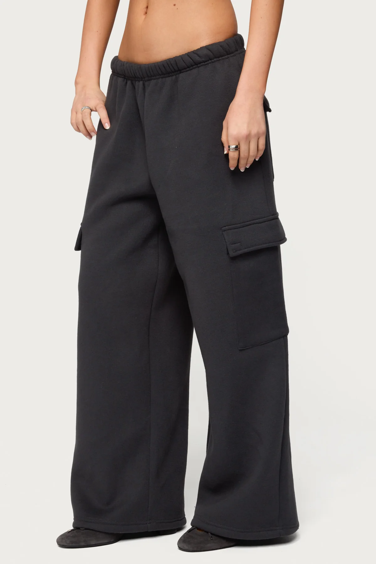 Petite Wide Leg Cargo Sweatpants - Image 4