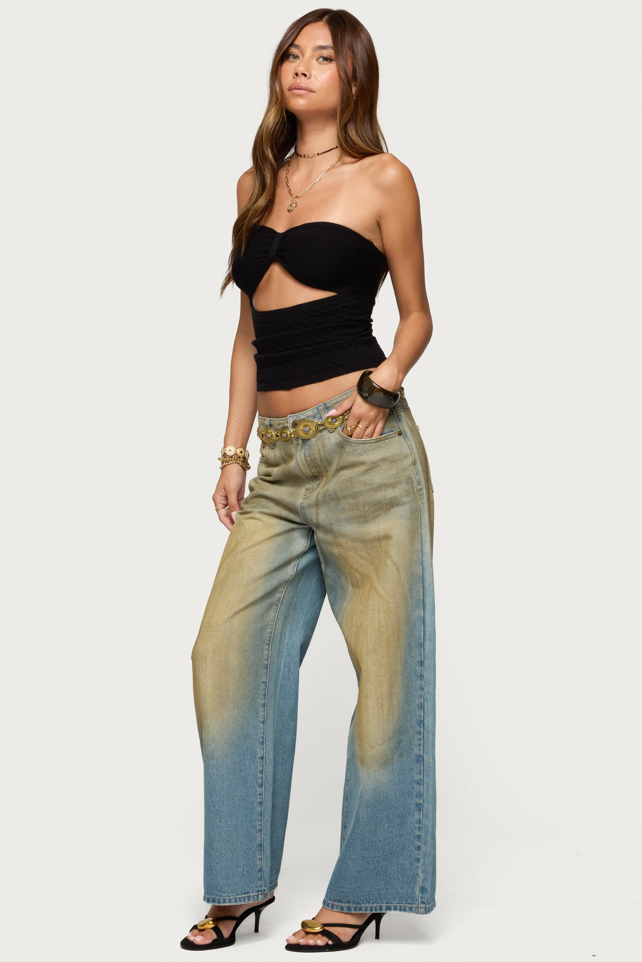 Textured Knit Strapless Cutout Top - Image 4