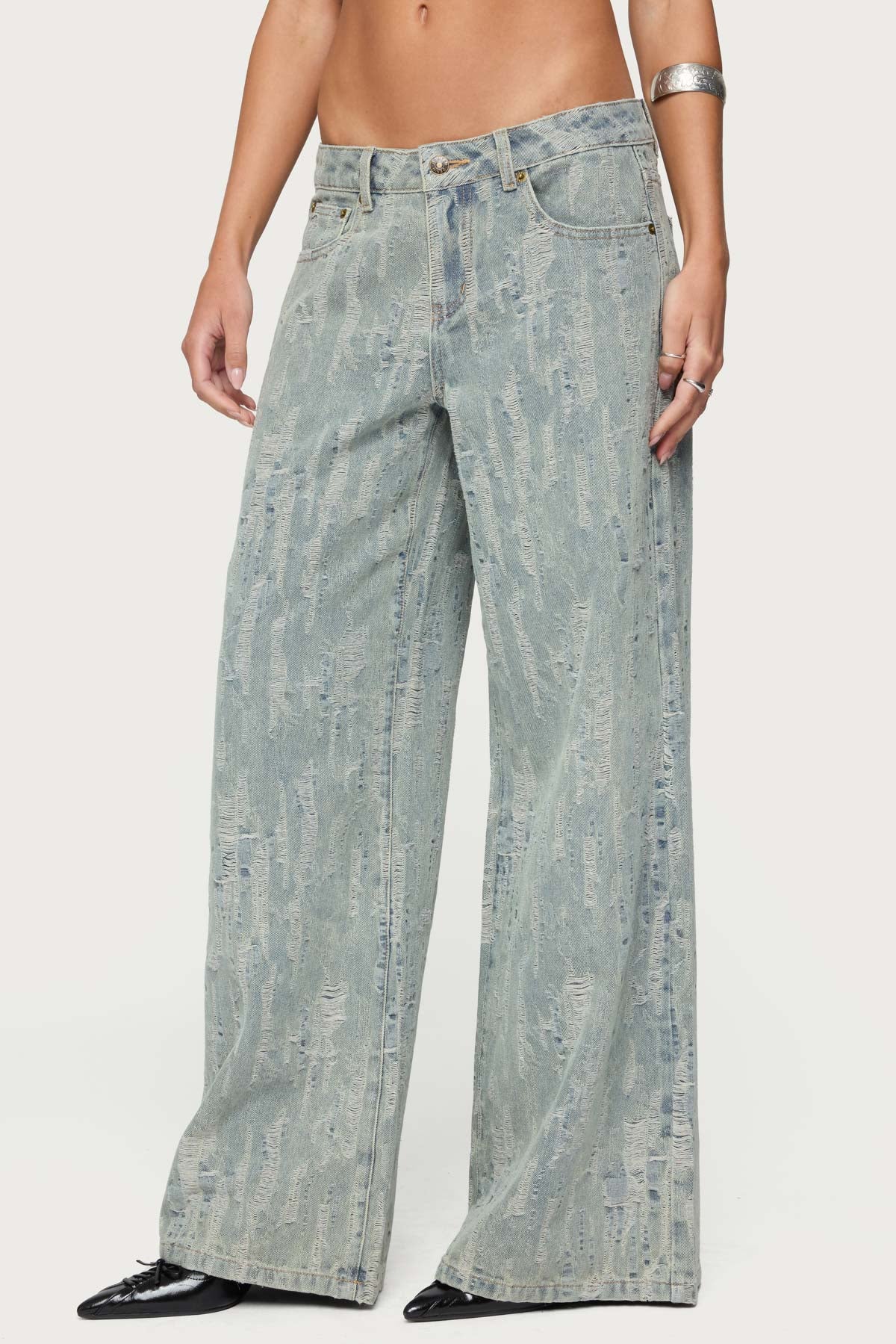 Blaze Distressed Low Rise Baggy Jeans - Image 4