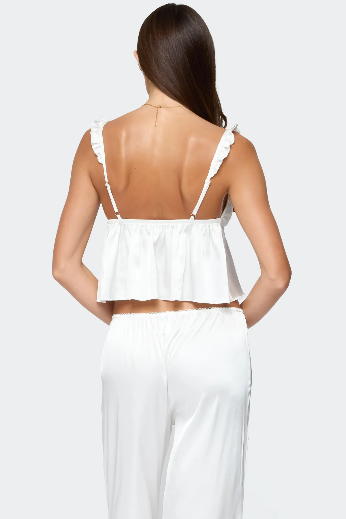 Izabella Lacey Satin Effect Ruffle Top - Image 5
