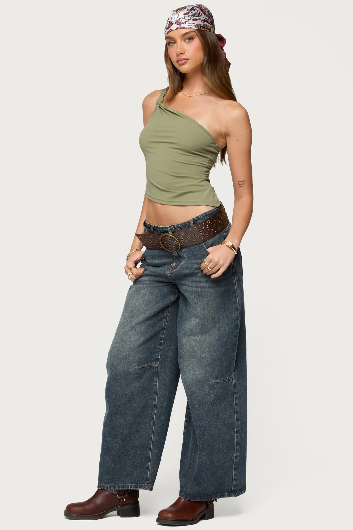 Knotted One Shoulder Asymmetric Top - Image 4