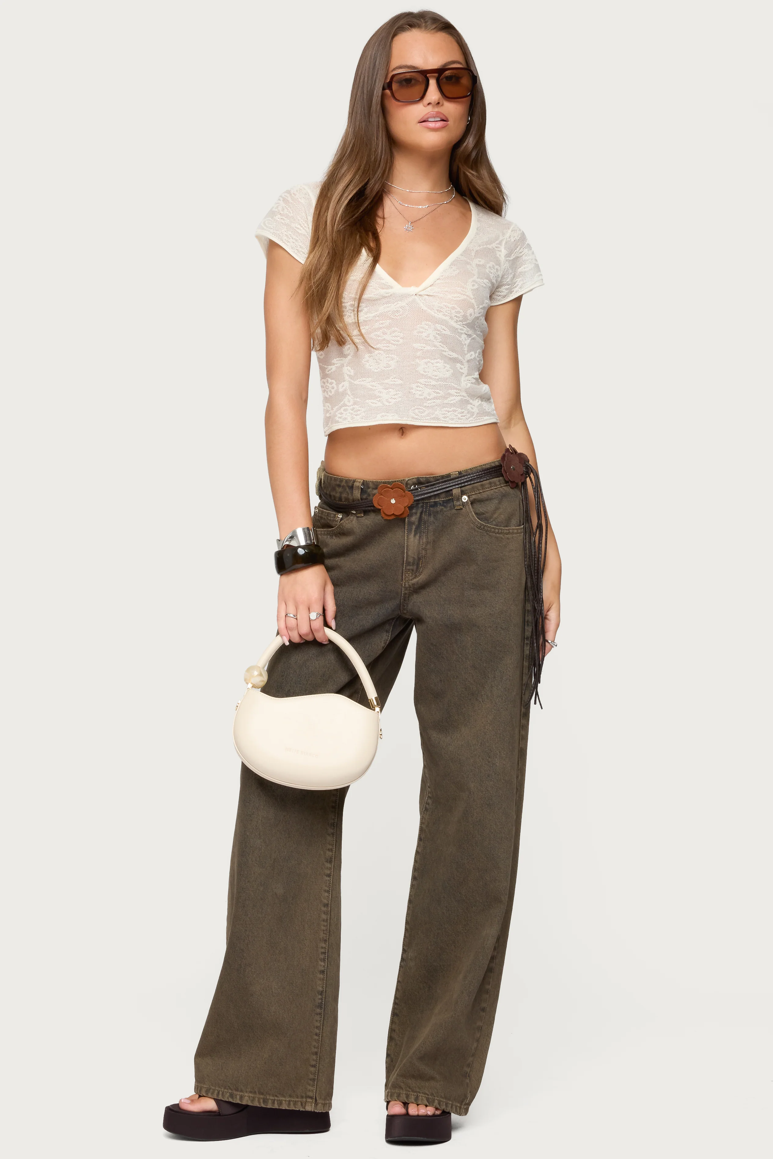 Kristal Twist Front V Neck Top - Image 2