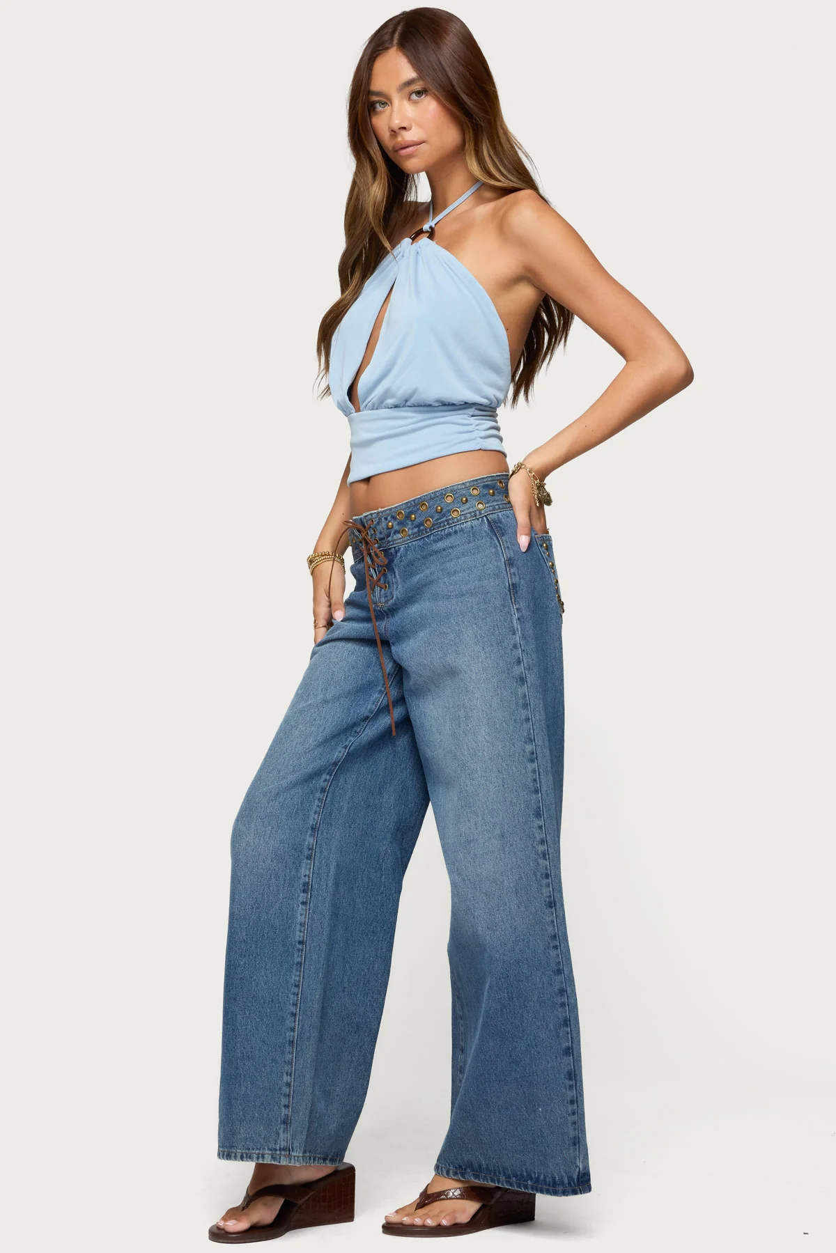 Khalia Backless Cut Out Halter Top - Image 4