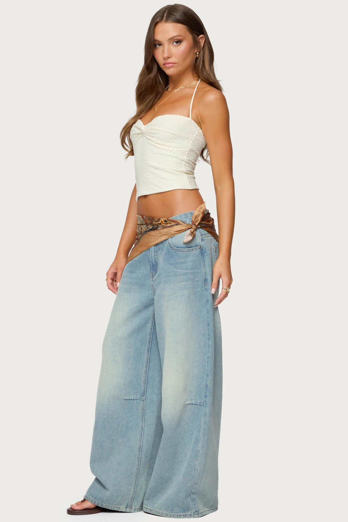 Zoee Twisted Textured Halter Top - Image 4