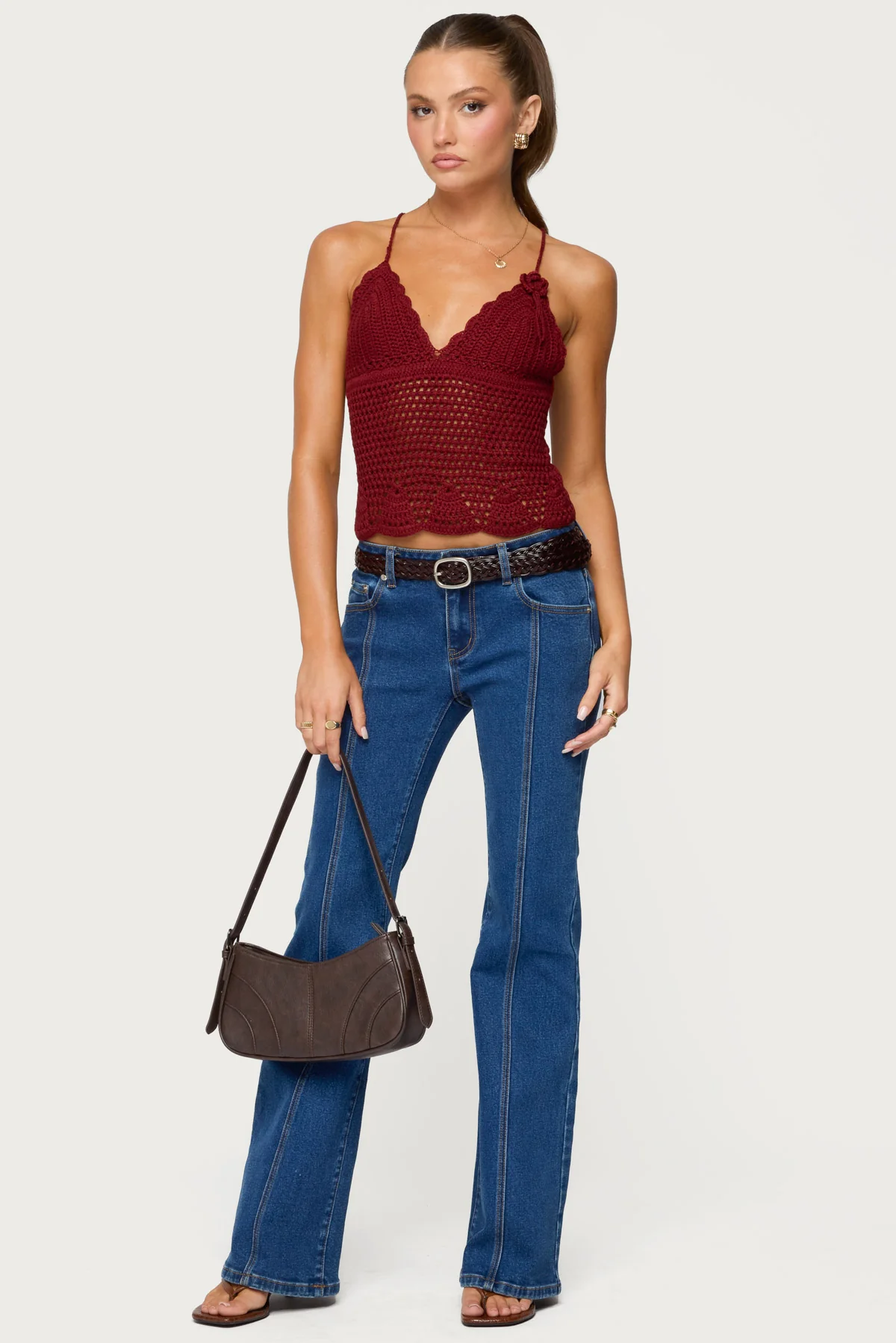Delila Crochet V Neck Top - Image 2