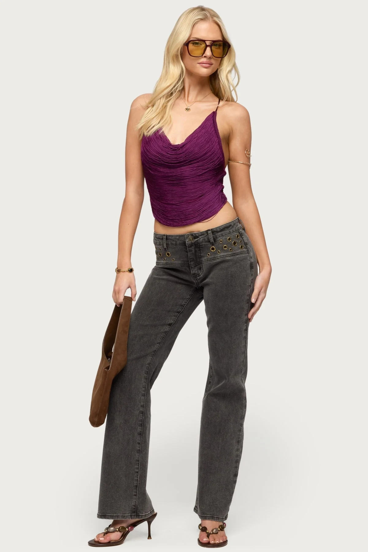 Elenie Fringed Cowl Neck Top - Image 2
